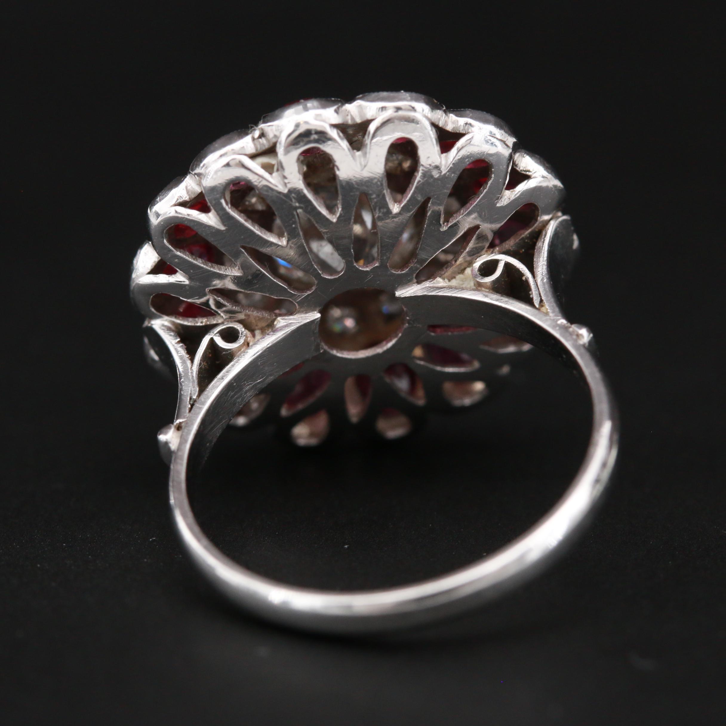 Vintage Platinum 1.47 CTW Diamond and Ruby Ring