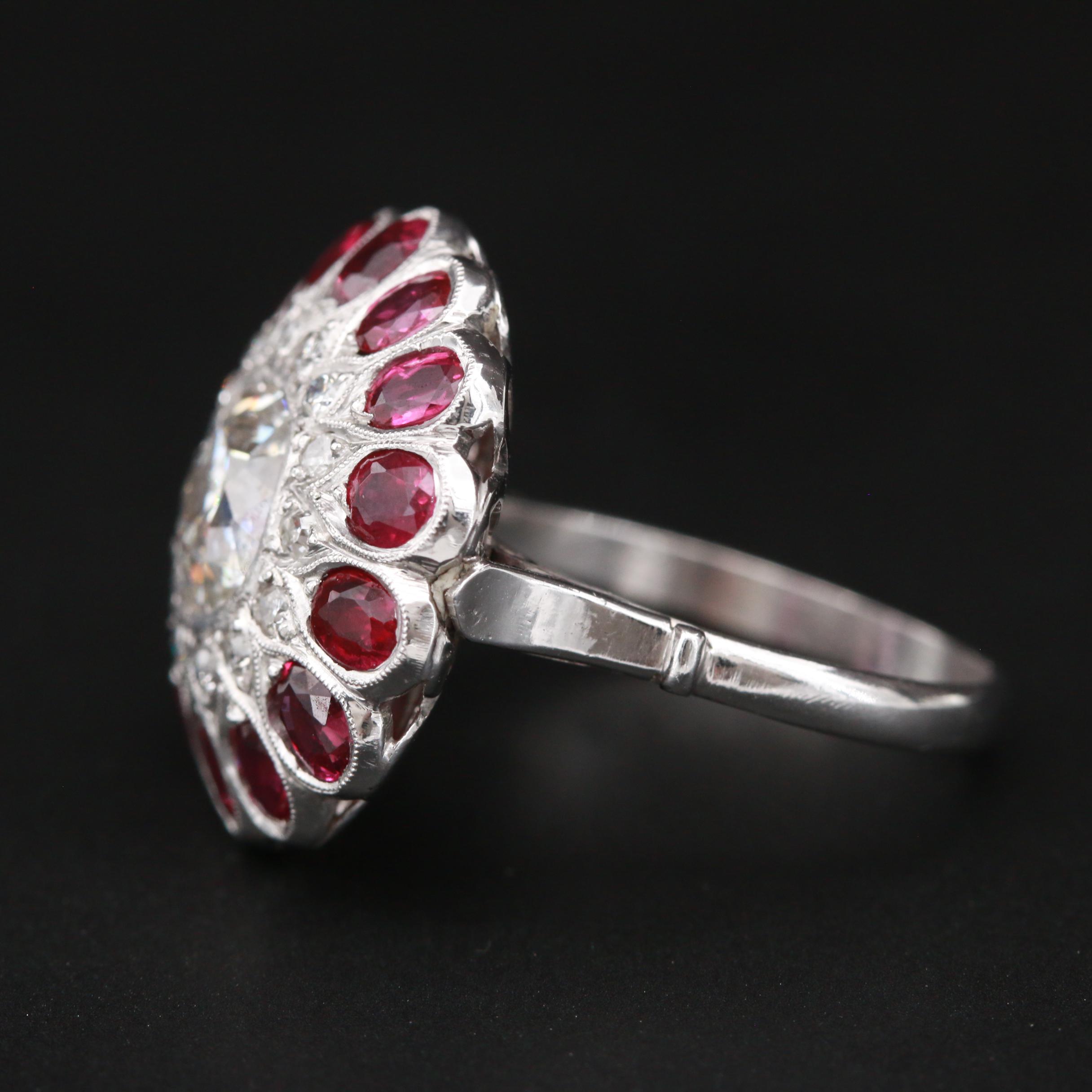 Vintage Platinum 1.47 CTW Diamond and Ruby Ring