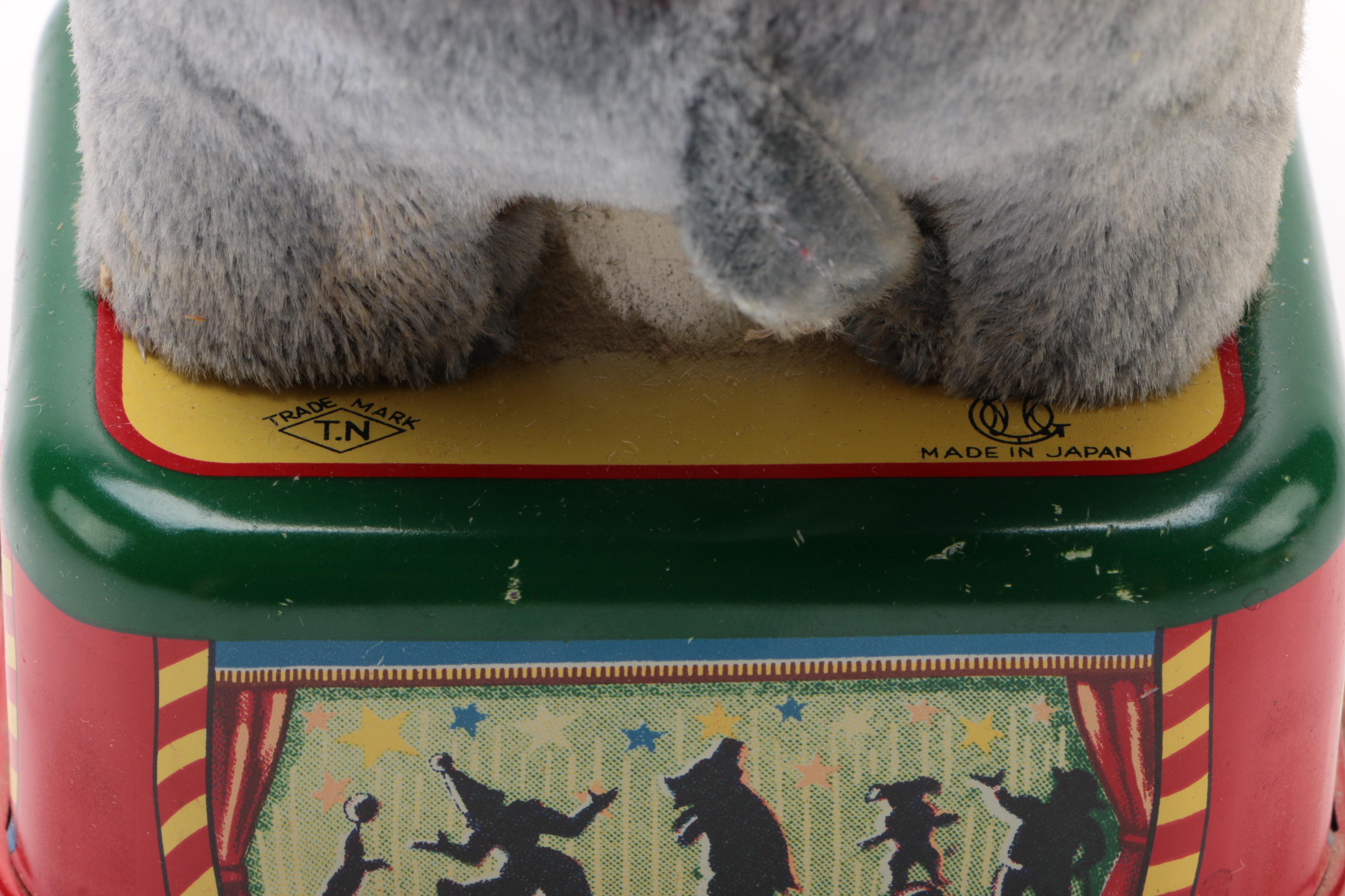 Rosko Battery Operated Circus Elephant with Blowing Ball in Original Box, 1960s