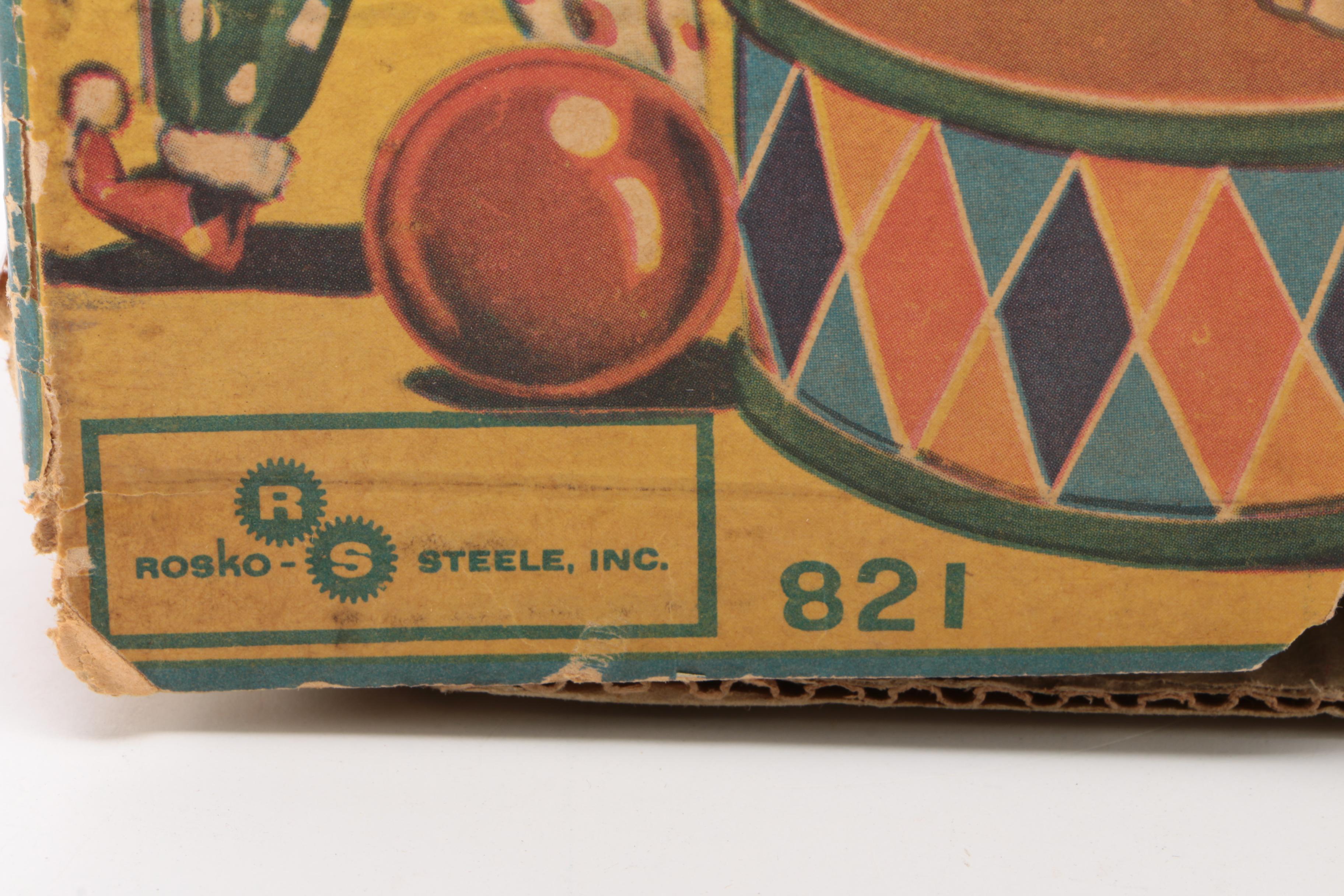 Rosko Battery Operated Circus Elephant with Blowing Ball in Original Box, 1960s