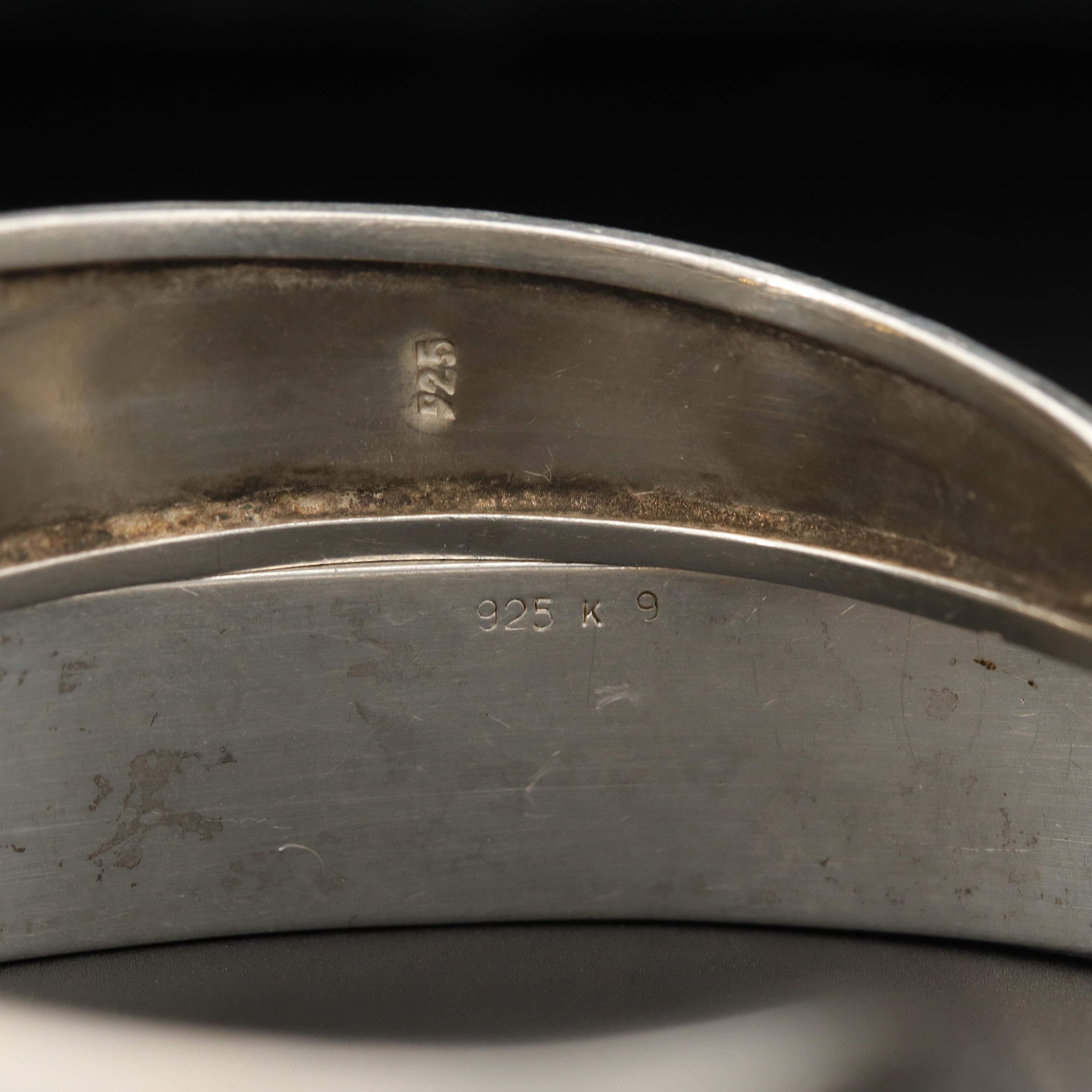 Sterling Citrine and Cultured Pearl Cuff and Snowflake Motif Bangle Bracelet