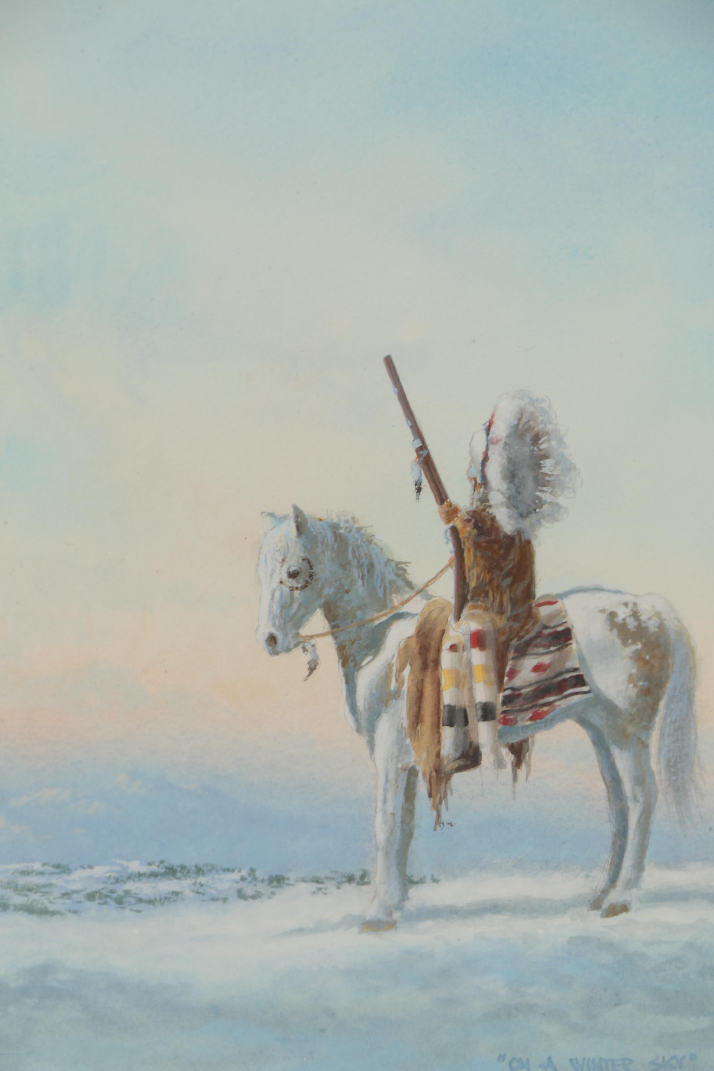 Richard Heichberger Watercolor Painting "On a Winter's Sky"