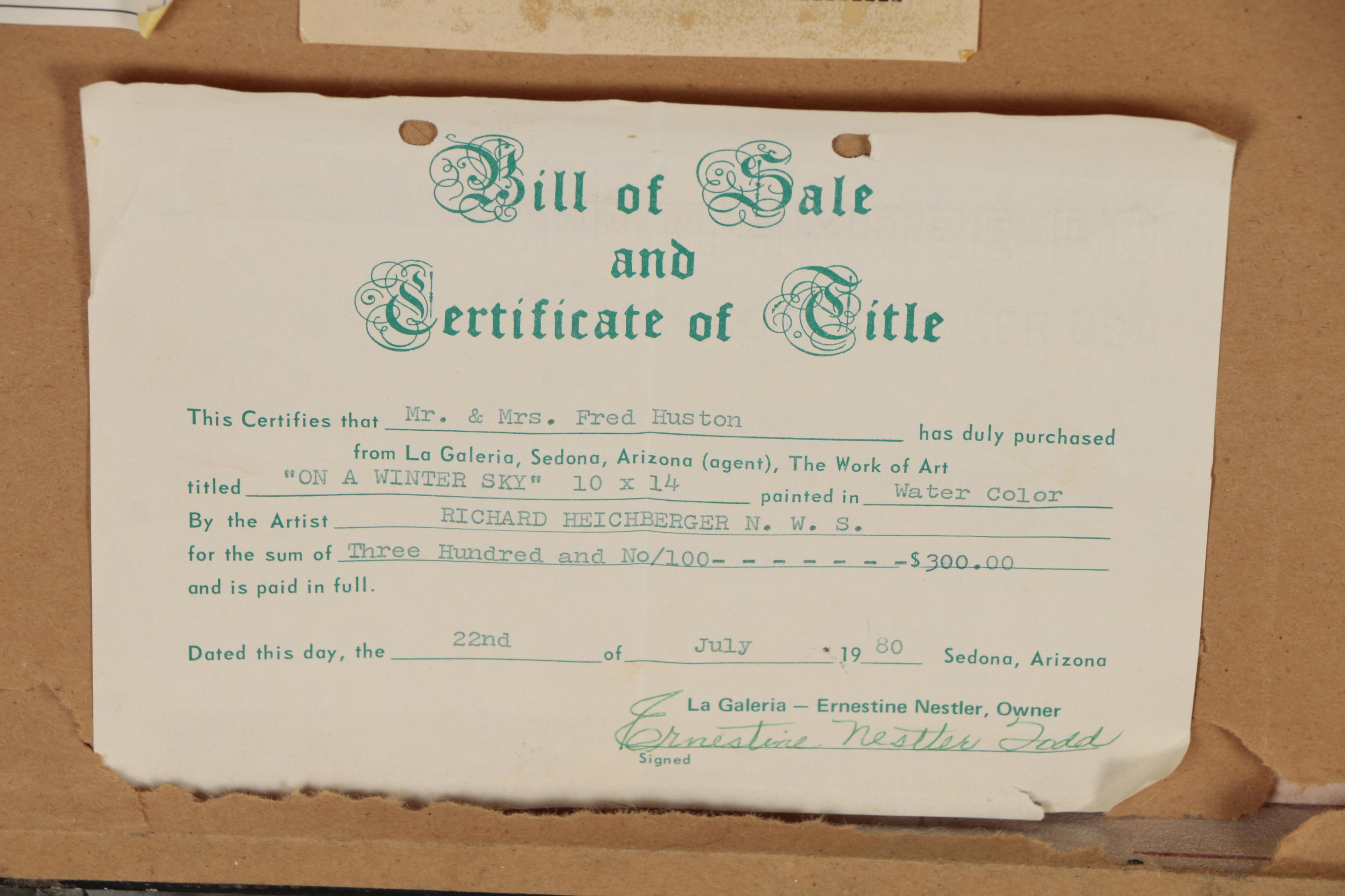 Richard Heichberger Watercolor Painting "On a Winter's Sky"