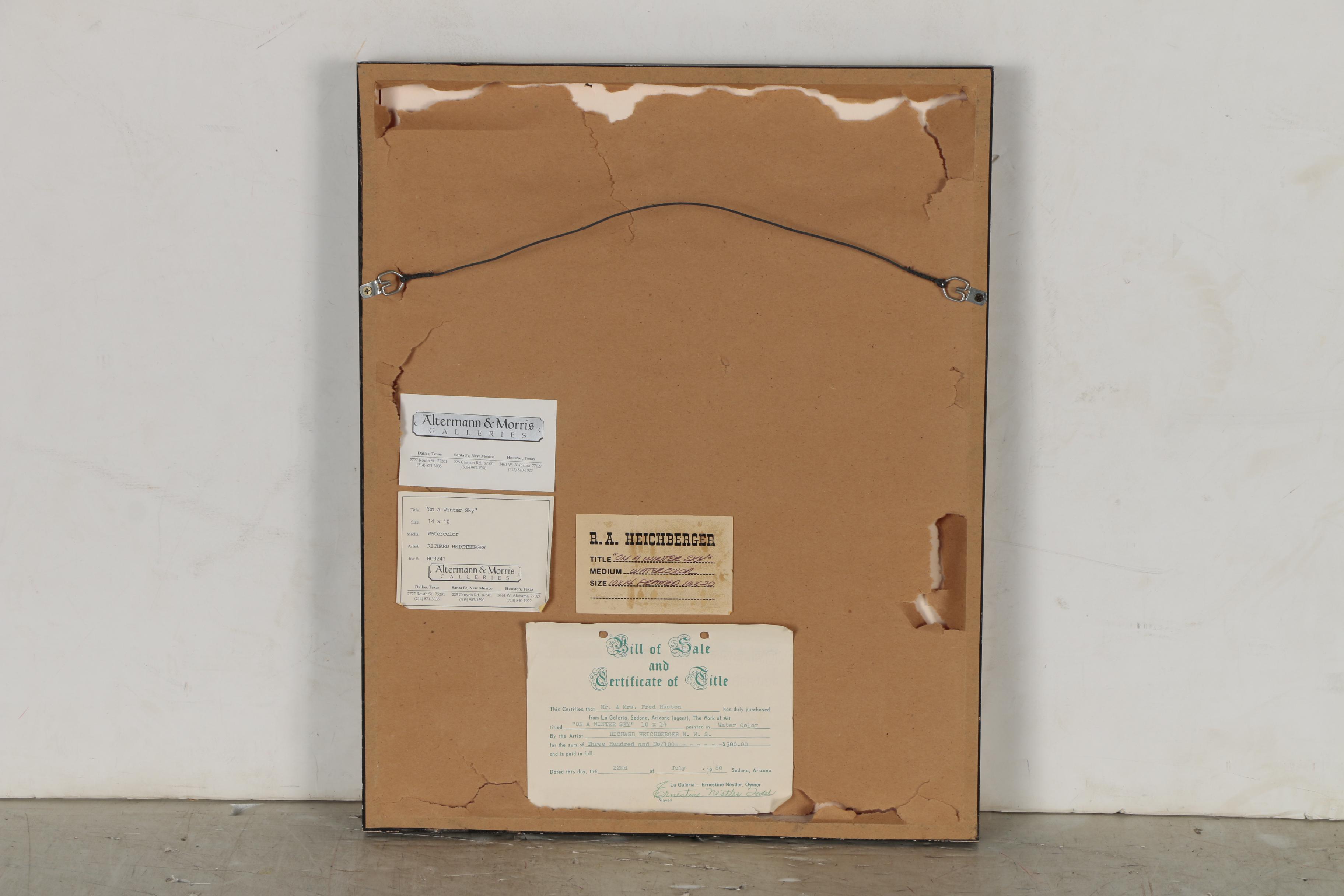 Richard Heichberger Watercolor Painting "On a Winter's Sky"