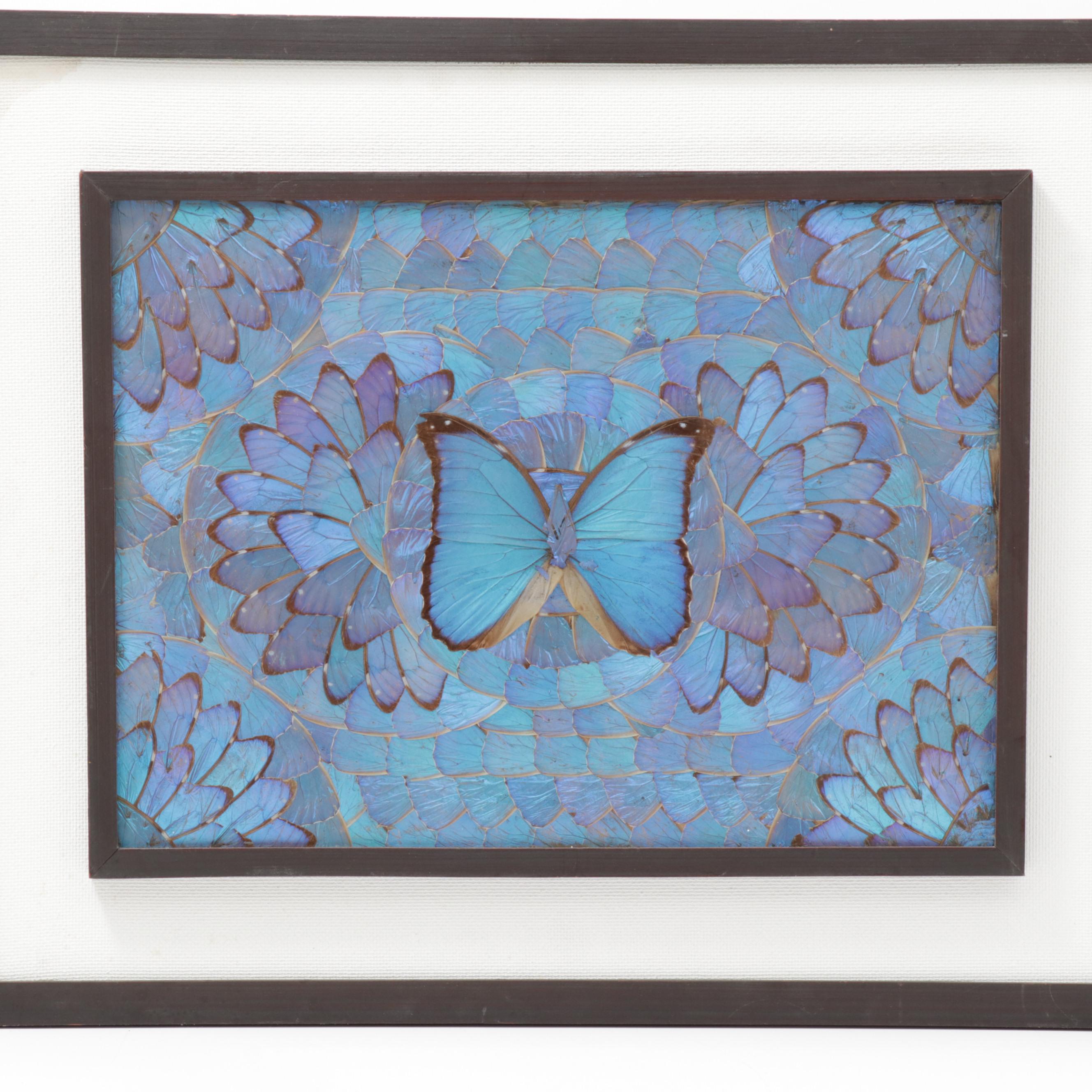 Brazilian Blue Morpho Butterfly Wing Collage, circa 1980