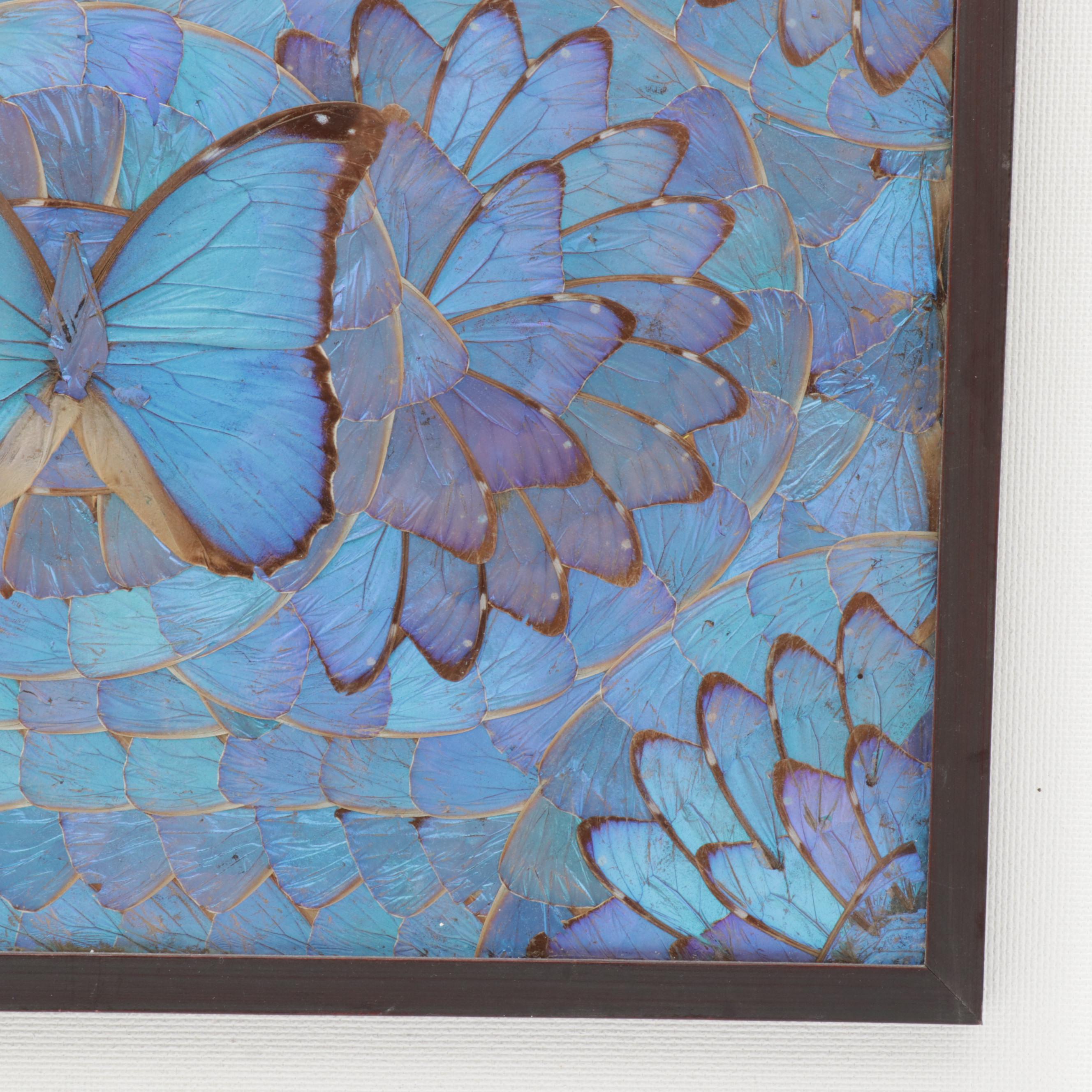 Brazilian Blue Morpho Butterfly Wing Collage, circa 1980
