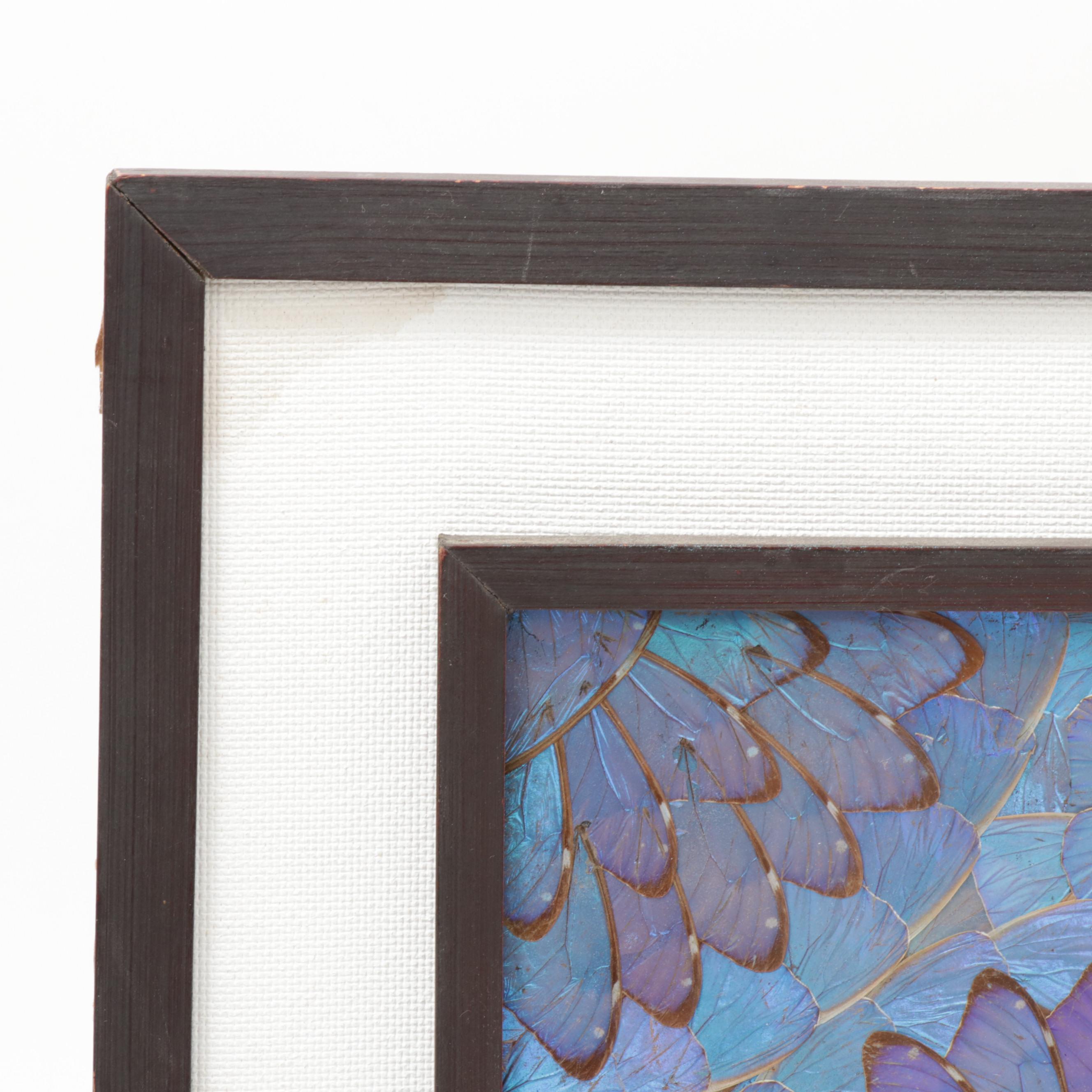 Brazilian Blue Morpho Butterfly Wing Collage, circa 1980