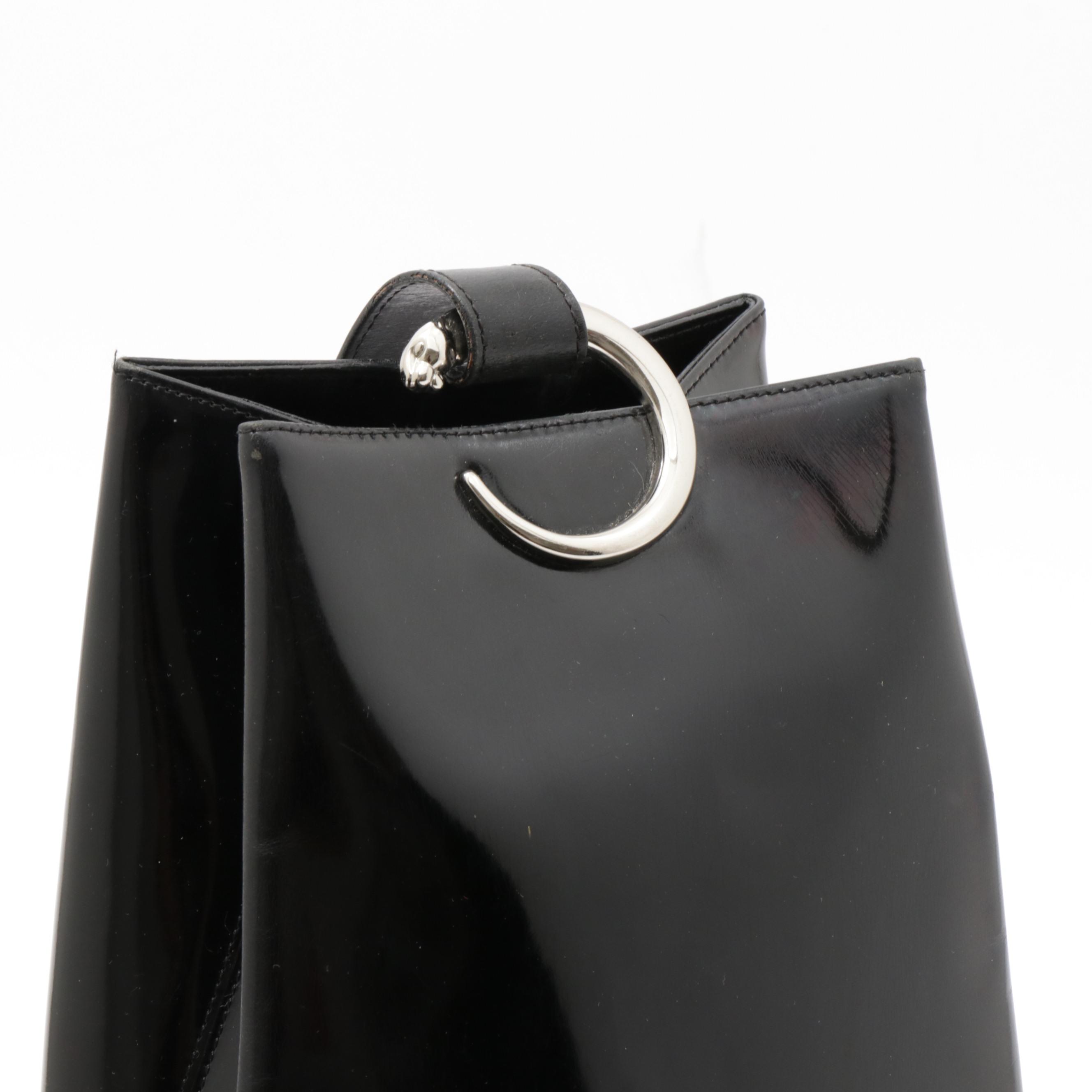 Cartier Paris Black Patent Leather Panthere Sidepack Bag, Vintage