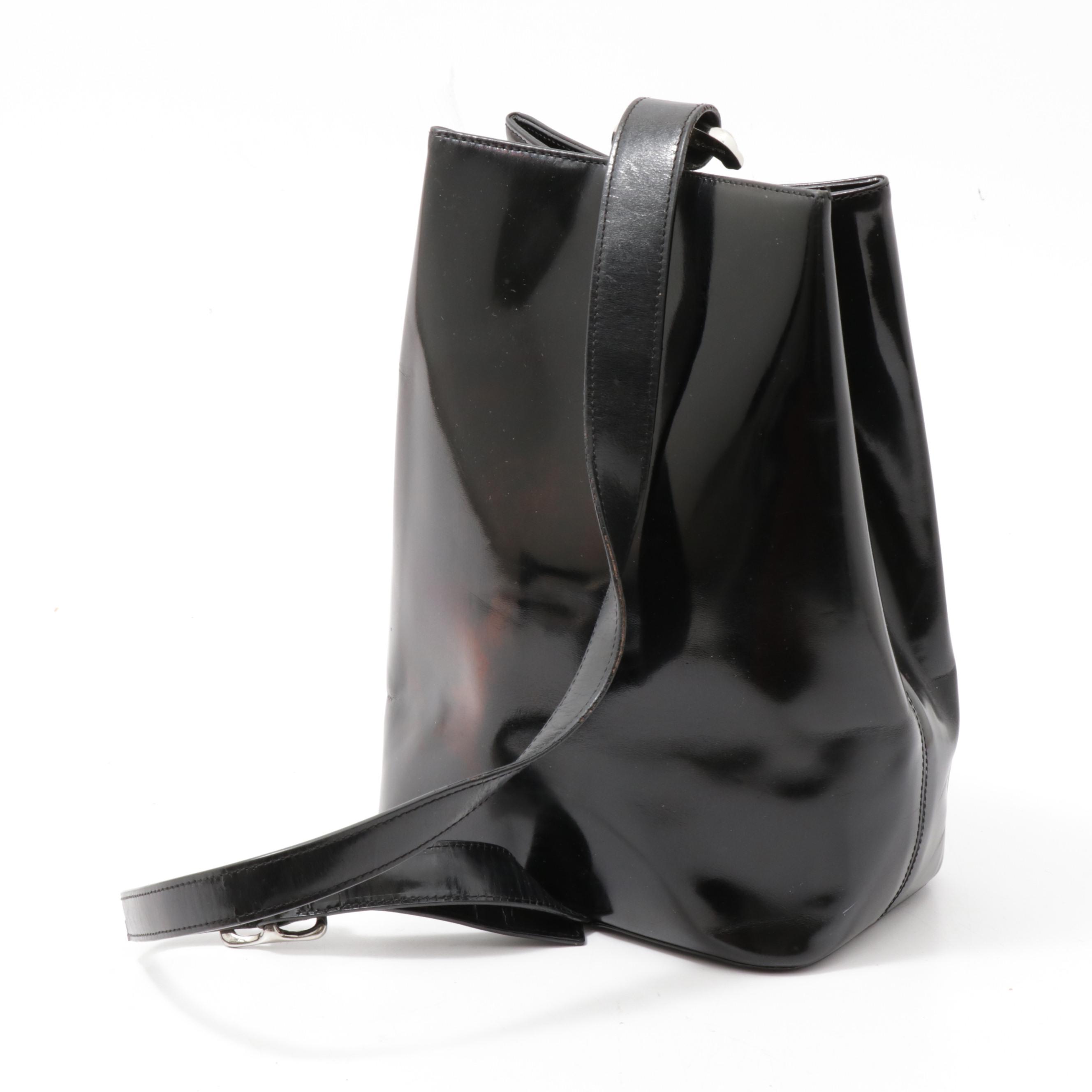 Cartier Paris Black Patent Leather Panthere Sidepack Bag, Vintage