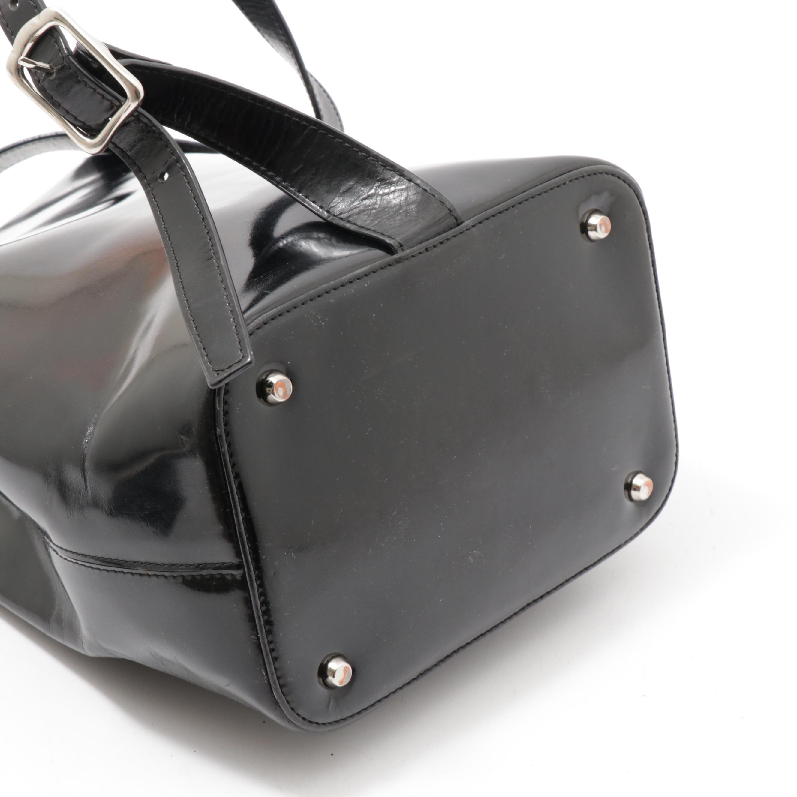 Cartier Paris Black Patent Leather Panthere Sidepack Bag, Vintage