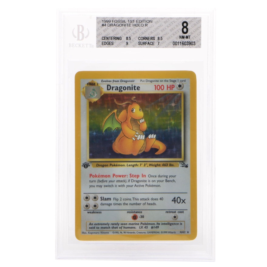 1999 Fossil 1st Edition #4 Dragonite Holo R Professional Graded Pokémon Card