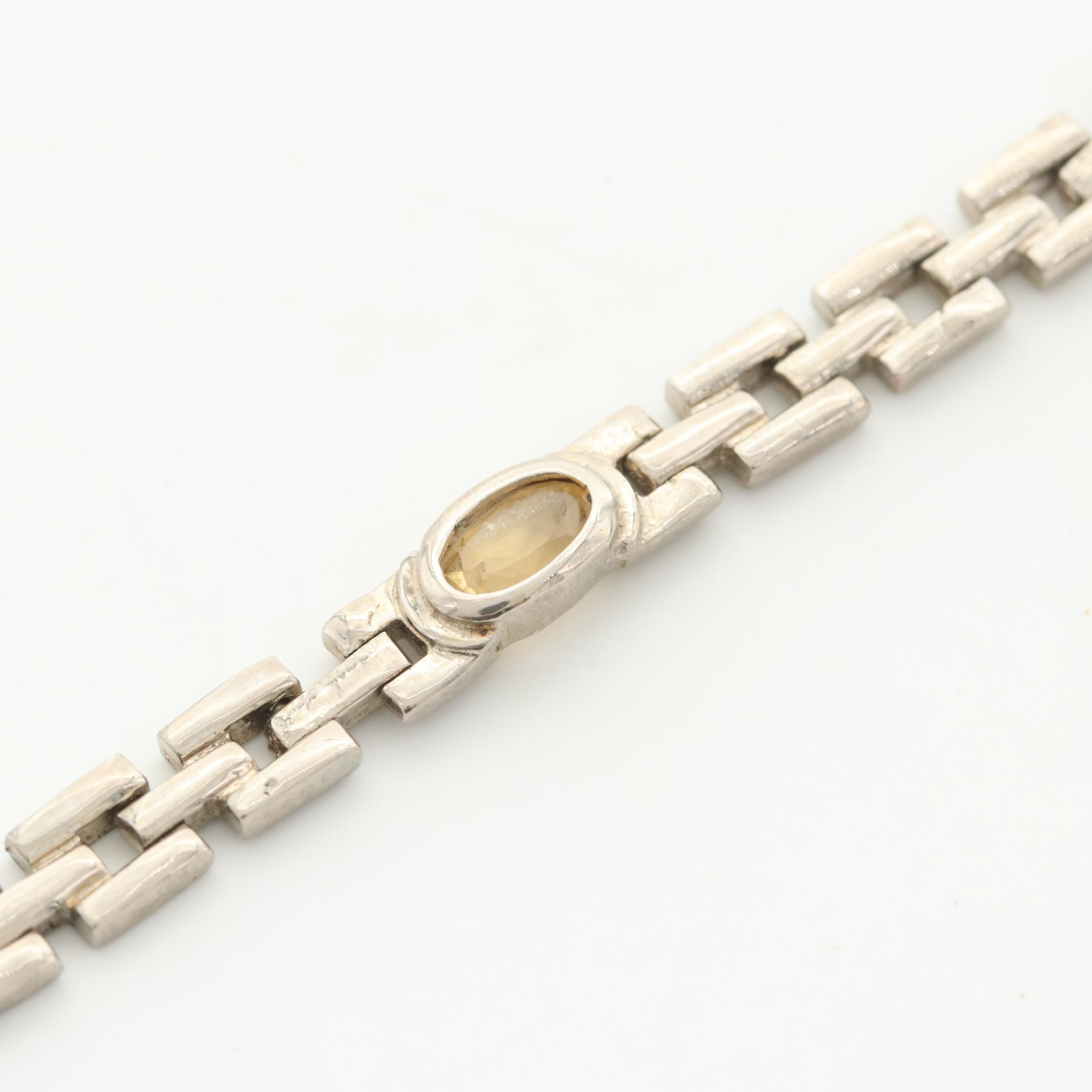 Sterling Bracelet with Amethyst, Peridot, Citrine, Garnet and Blue Topaz