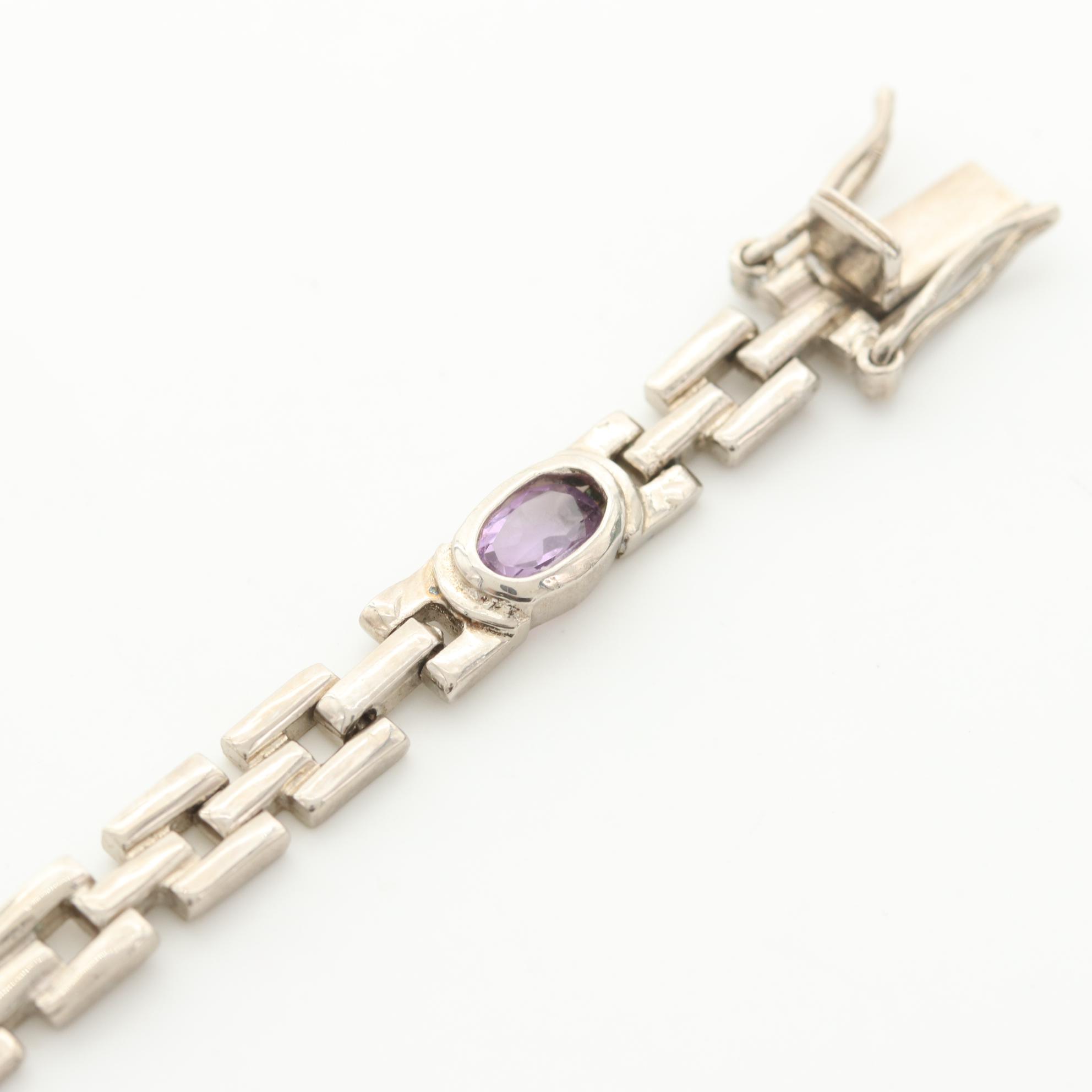 Sterling Bracelet with Amethyst, Peridot, Citrine, Garnet and Blue Topaz