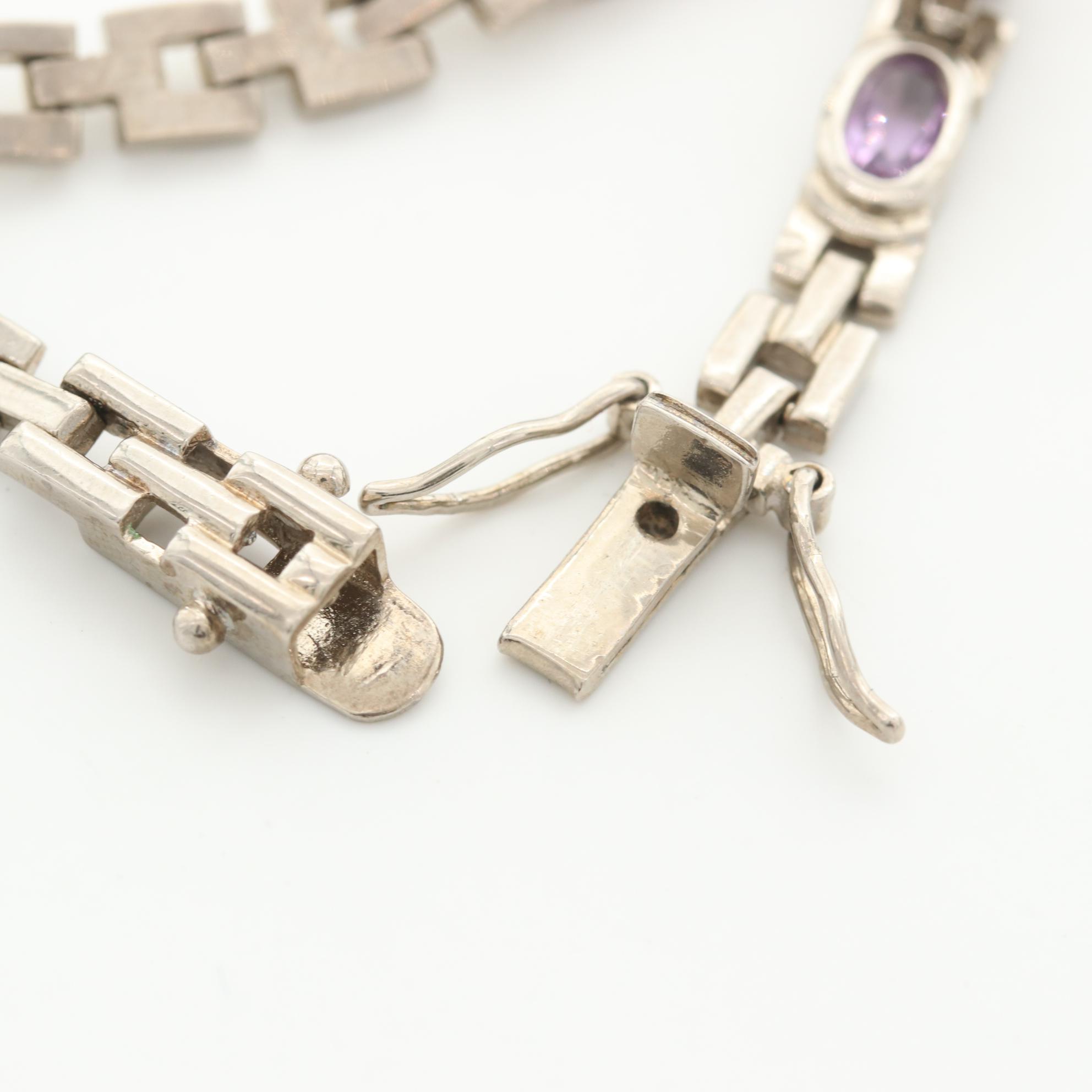 Sterling Bracelet with Amethyst, Peridot, Citrine, Garnet and Blue Topaz