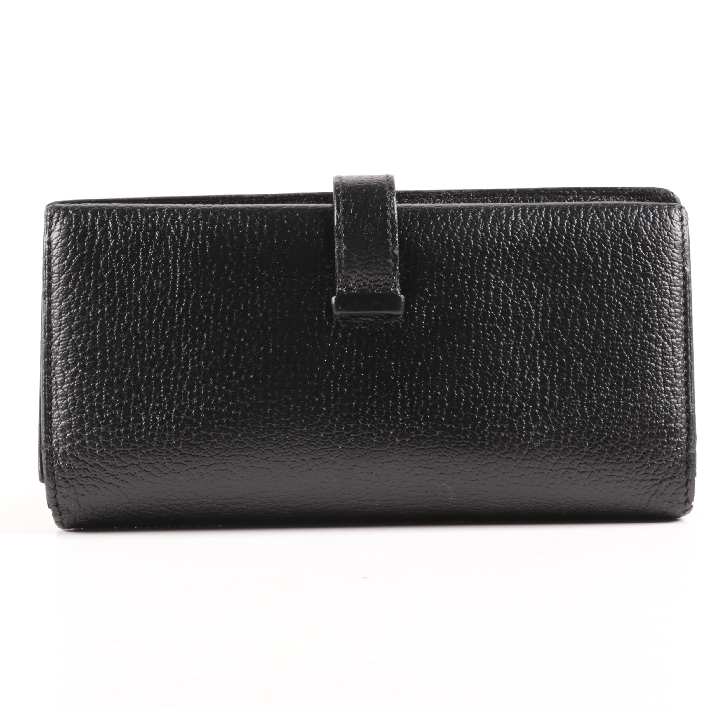 Hermès Paris Black Chevre Mysore Leather Bearn Wallet