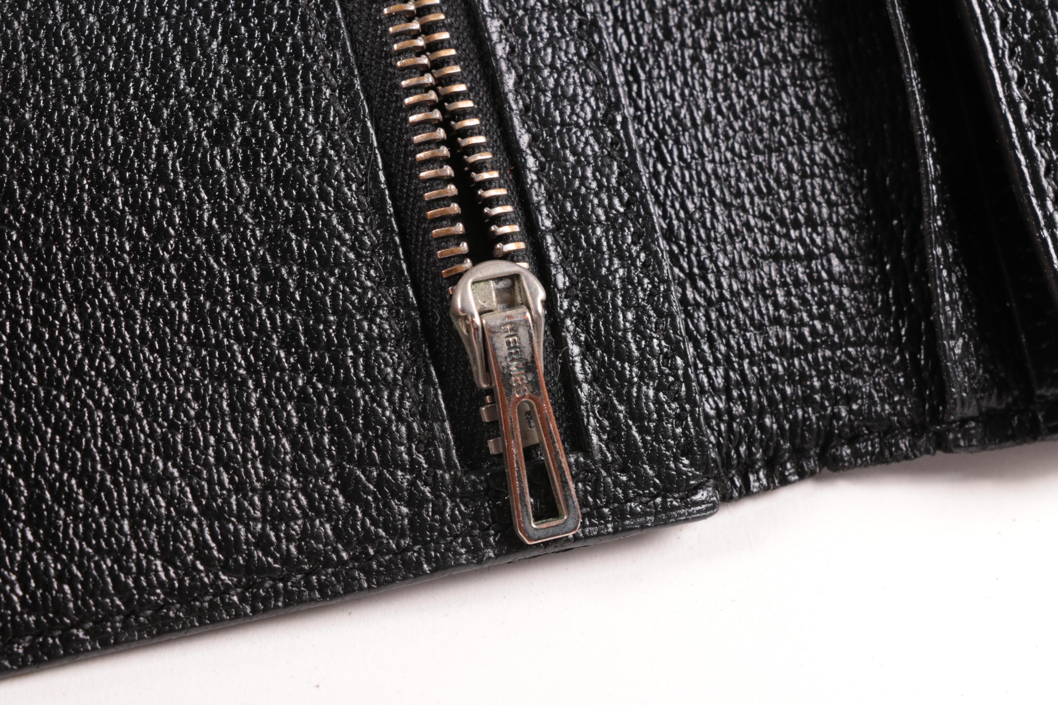 Hermès Paris Black Chevre Mysore Leather Bearn Wallet