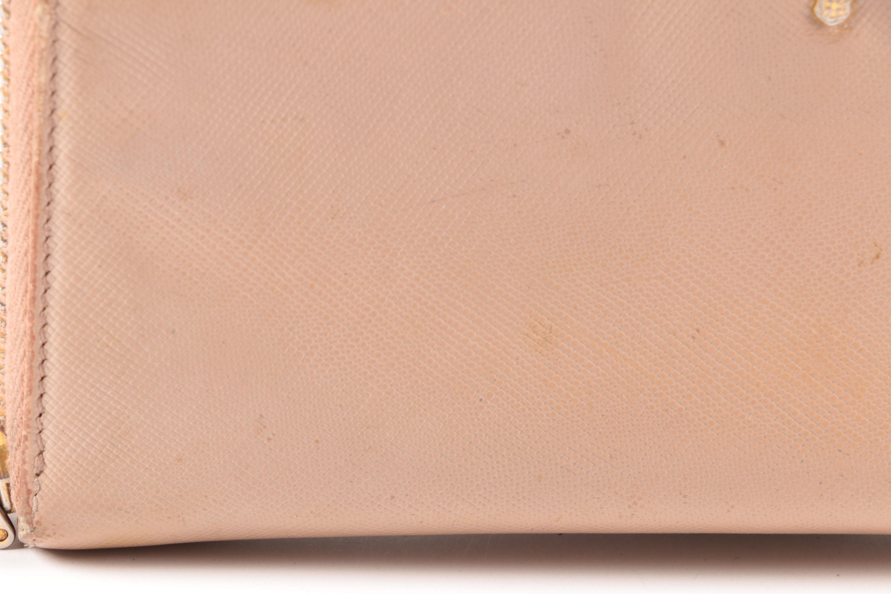 Prada Blush Saffiano Leather Zip-Around Clutch Wallet
