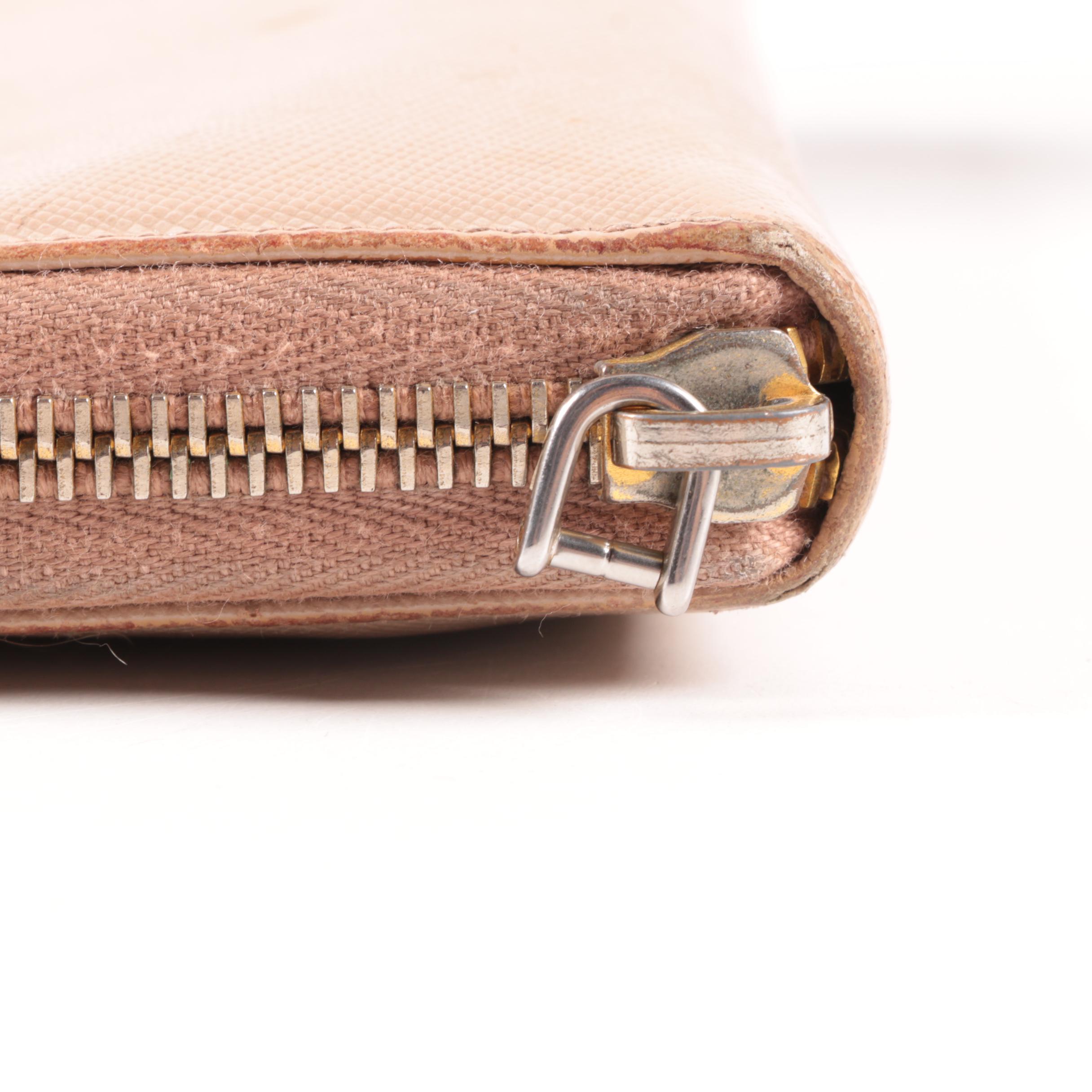 Prada Blush Saffiano Leather Zip-Around Clutch Wallet