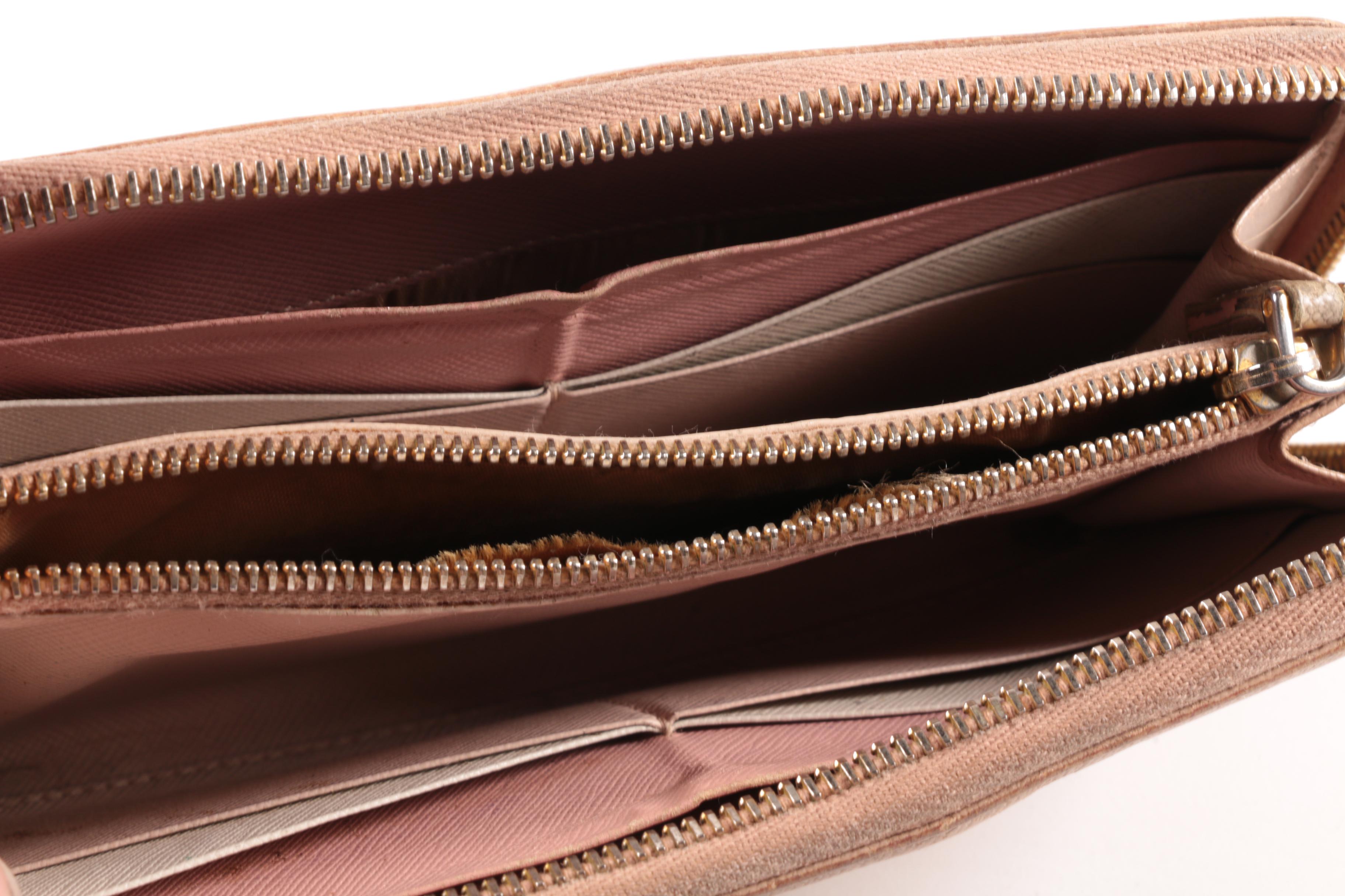 Prada Blush Saffiano Leather Zip-Around Clutch Wallet