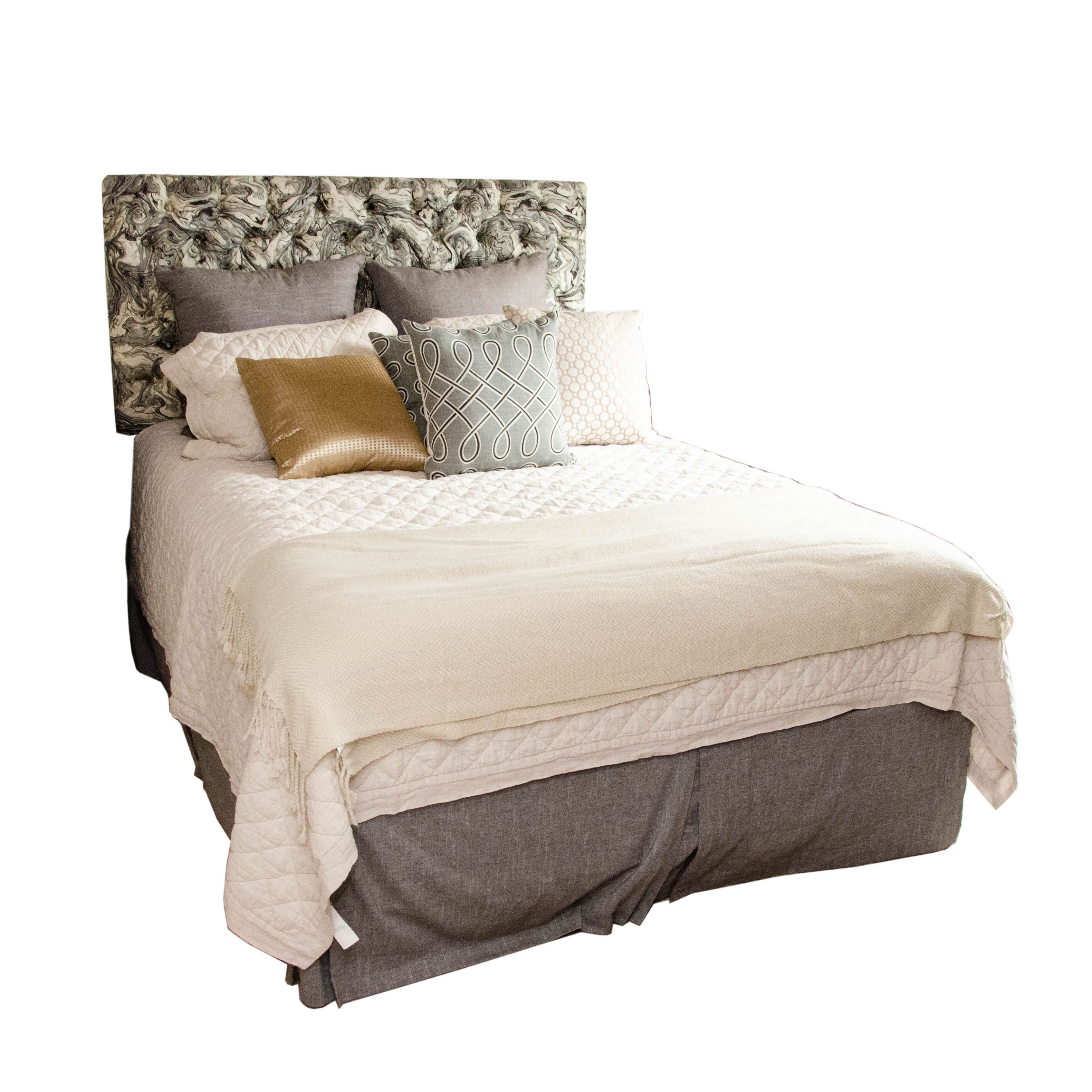Button-Tufted Queen Size Headboard and Bed Frame with Rufino Plush Mattress
