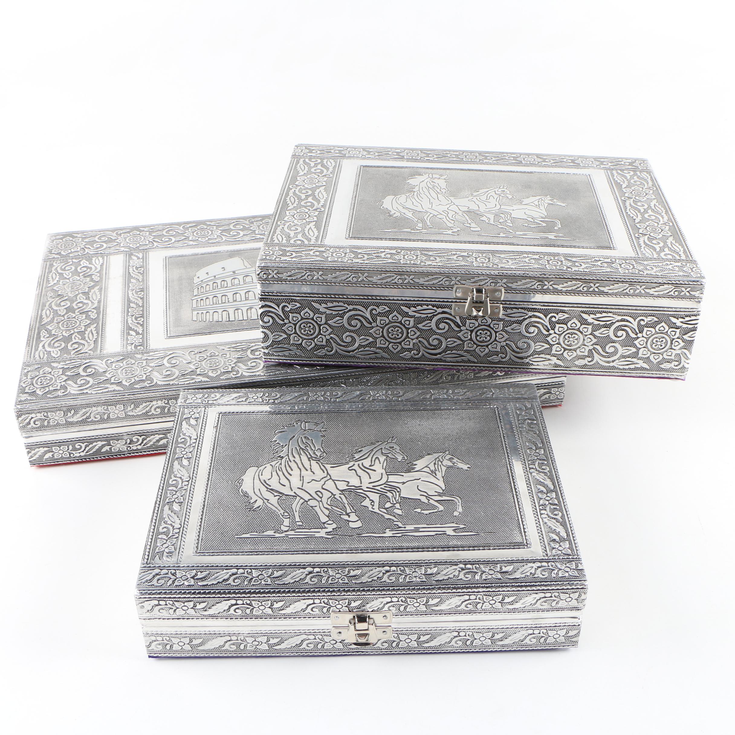 "Handicraft" Stamped Metal Jewelry Display Cases