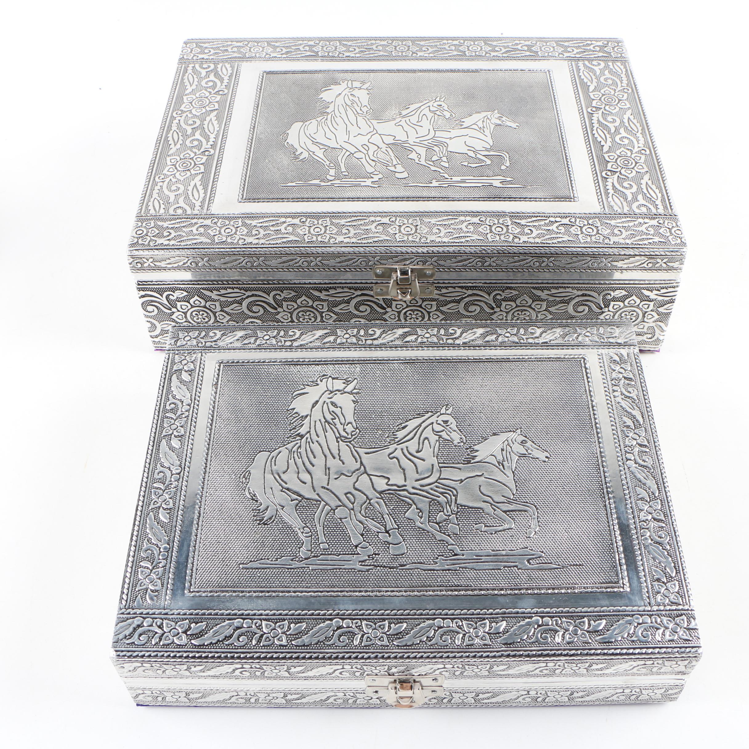 "Handicraft" Stamped Metal Jewelry Display Cases