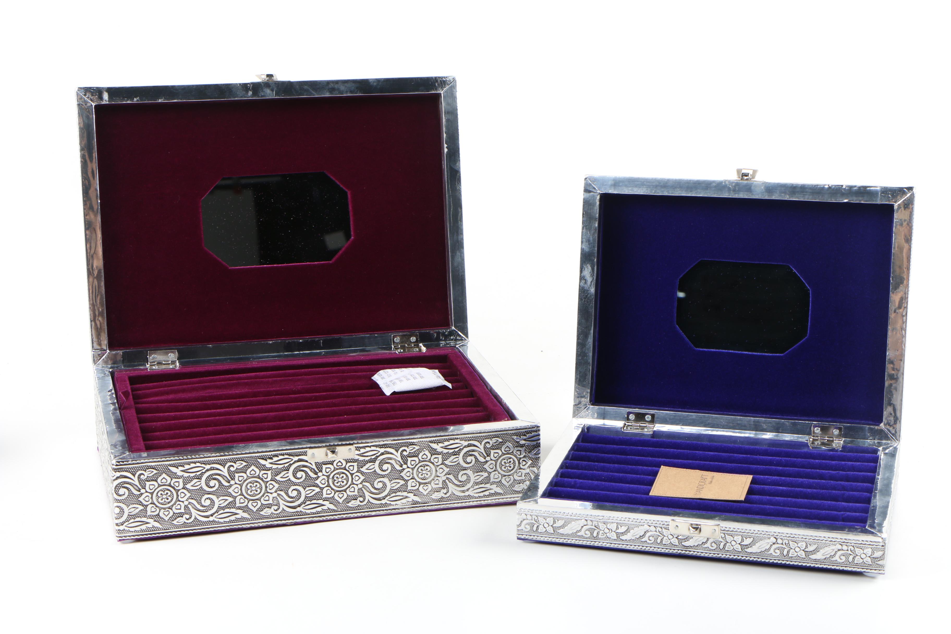 "Handicraft" Stamped Metal Jewelry Display Cases