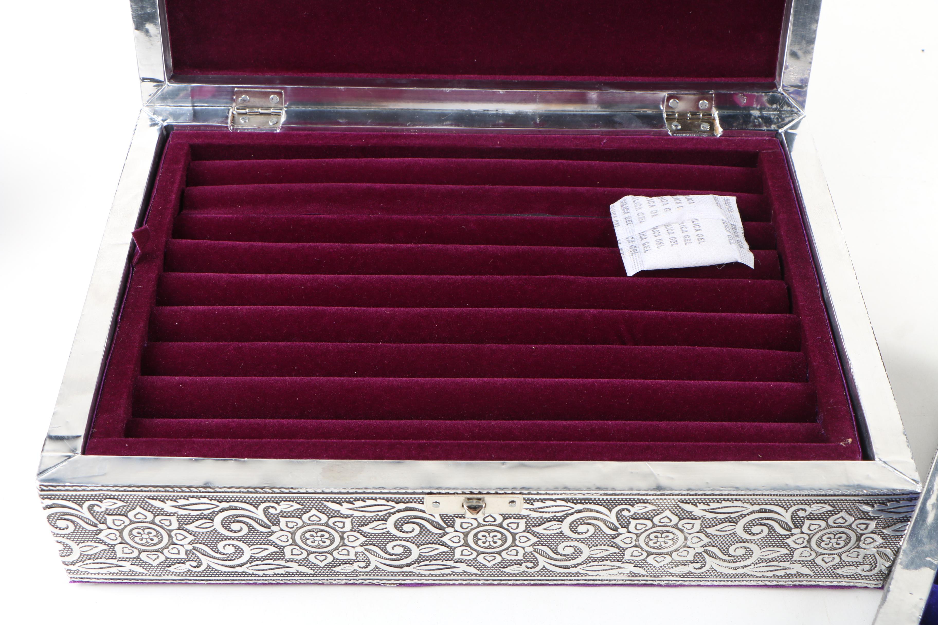 "Handicraft" Stamped Metal Jewelry Display Cases