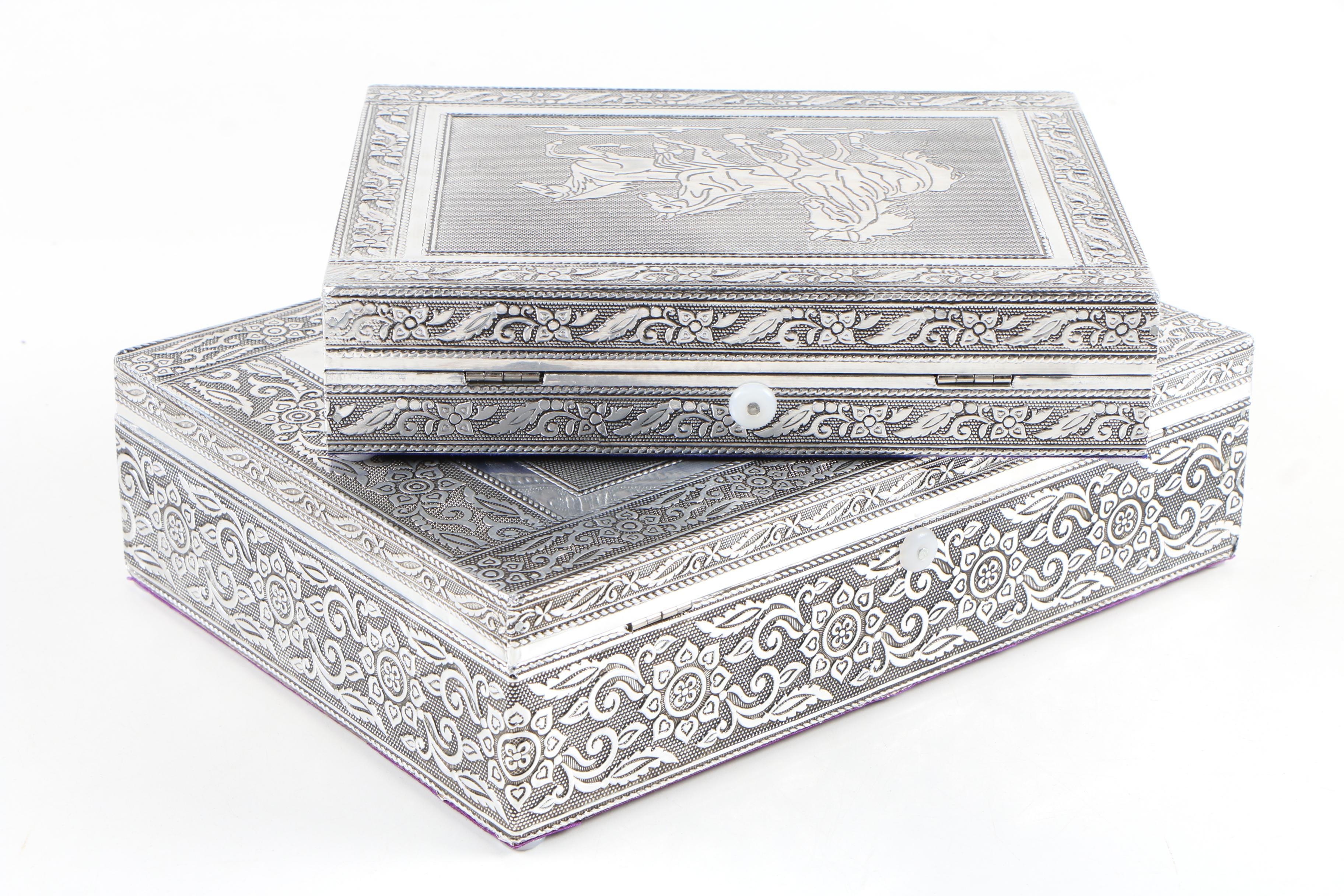 "Handicraft" Stamped Metal Jewelry Display Cases