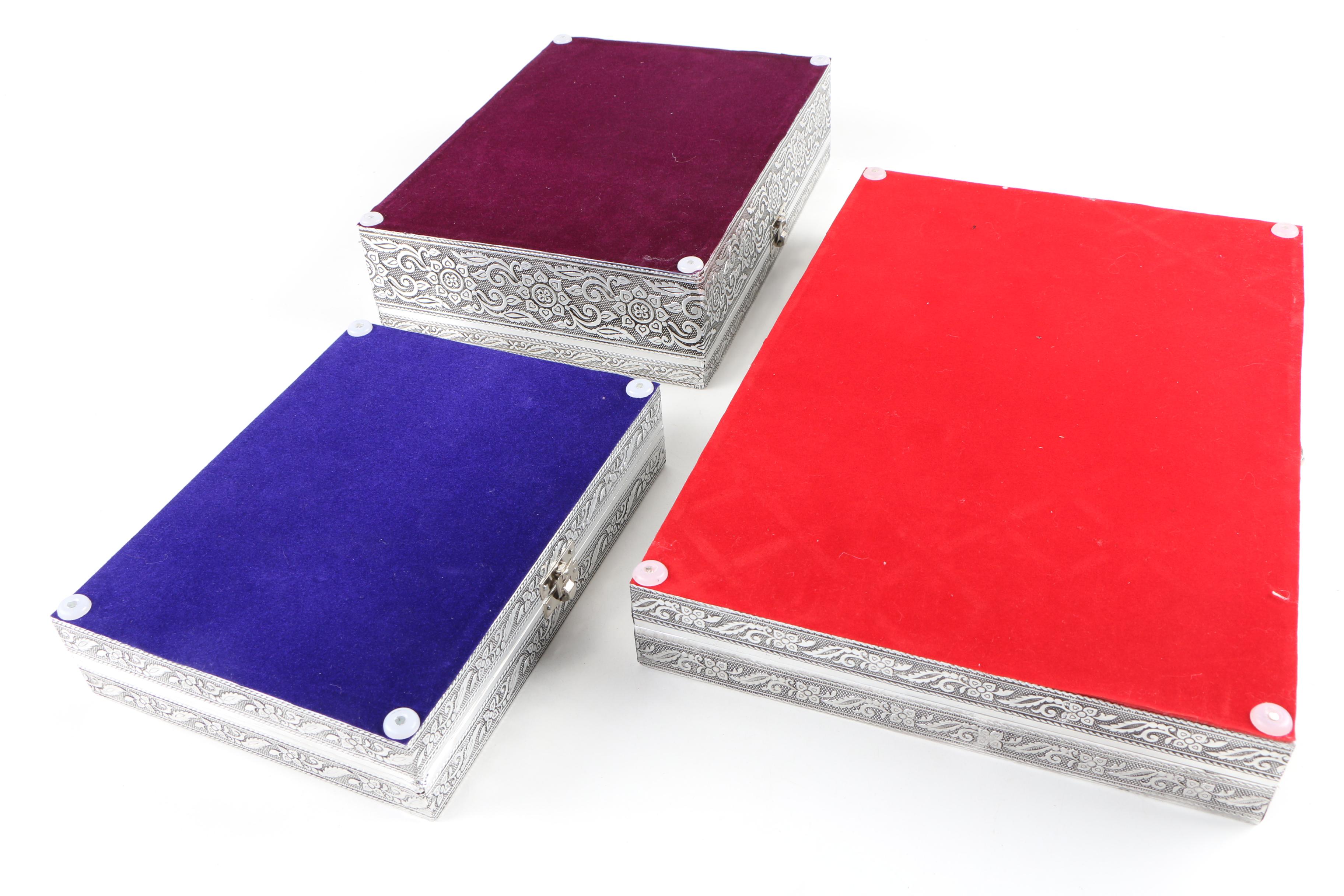 "Handicraft" Stamped Metal Jewelry Display Cases