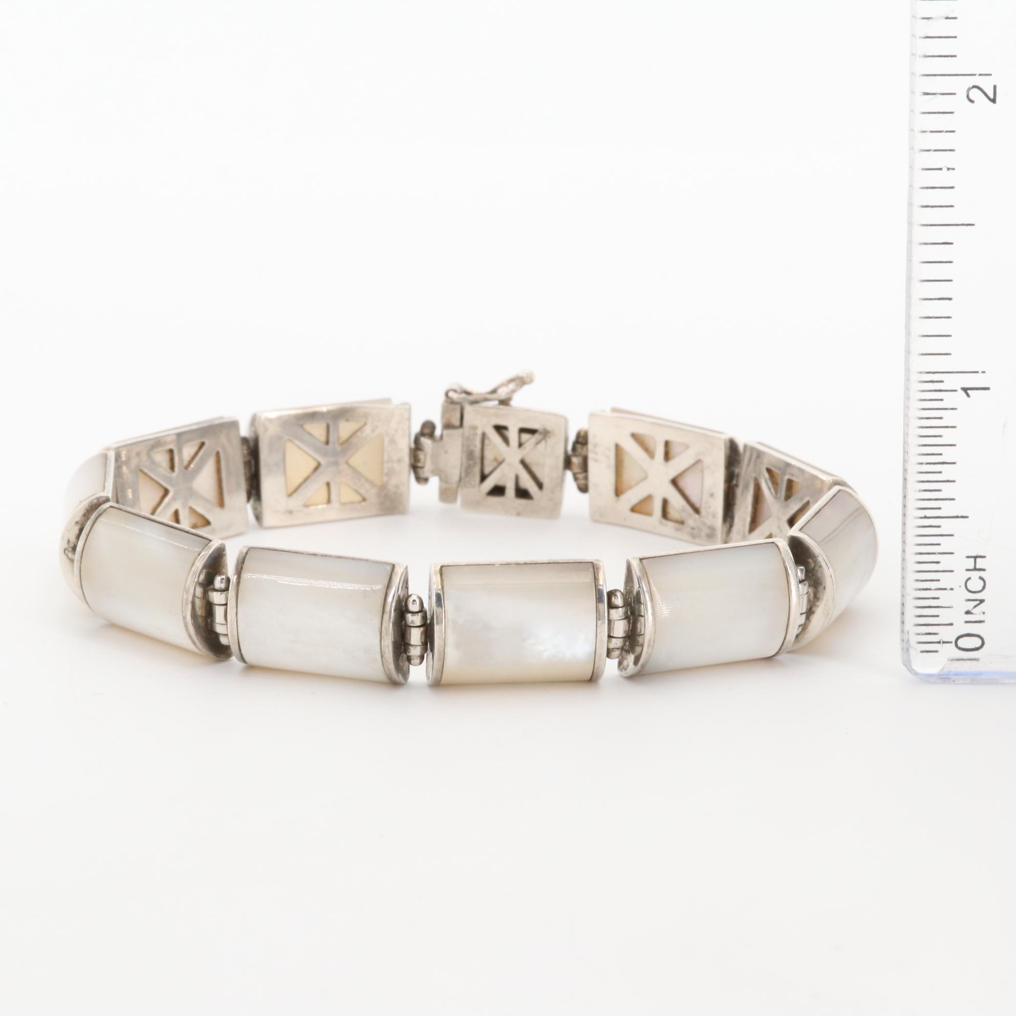 Sterling Silver Mother Of Pearl and Glass Bracelets