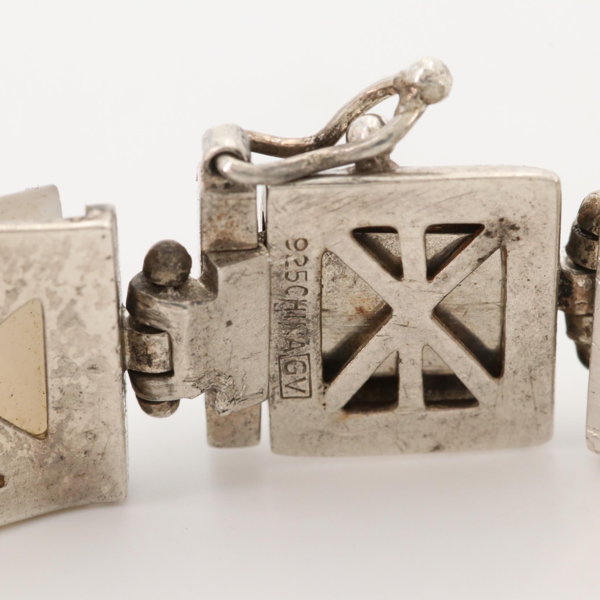 Sterling Silver Mother Of Pearl and Glass Bracelets