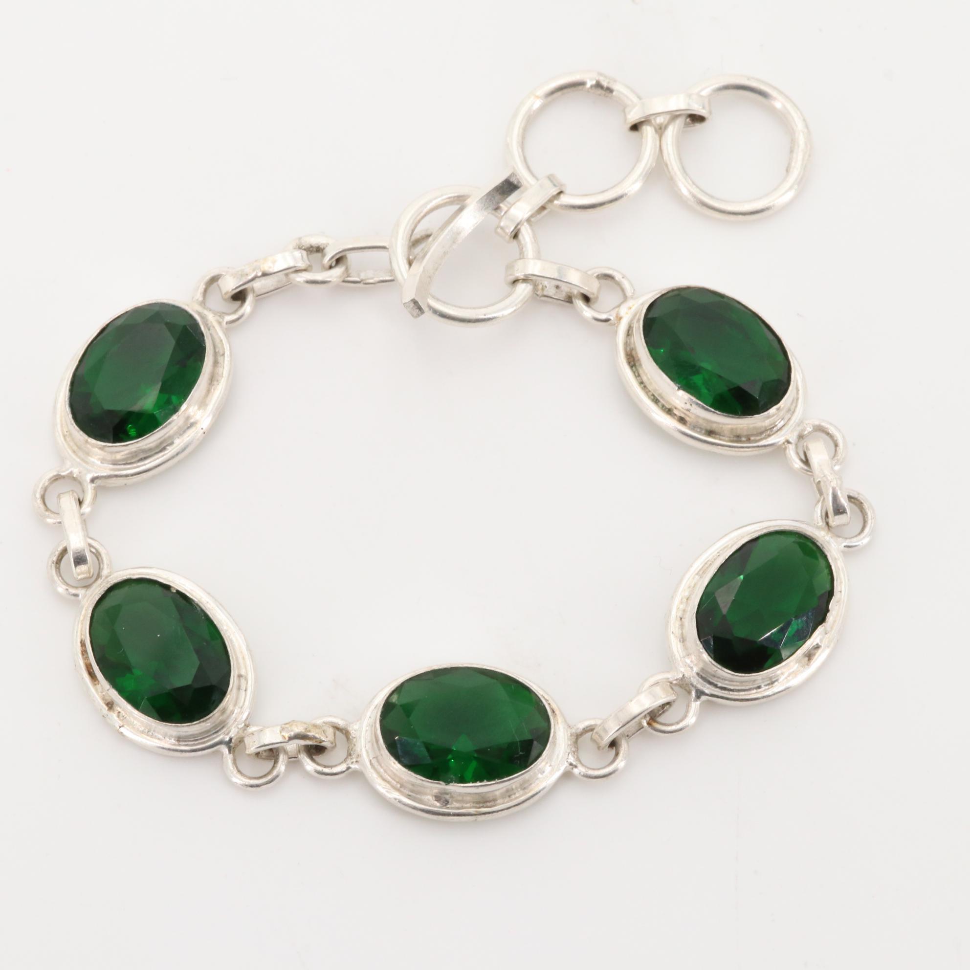 Sterling Silver Mother Of Pearl and Glass Bracelets