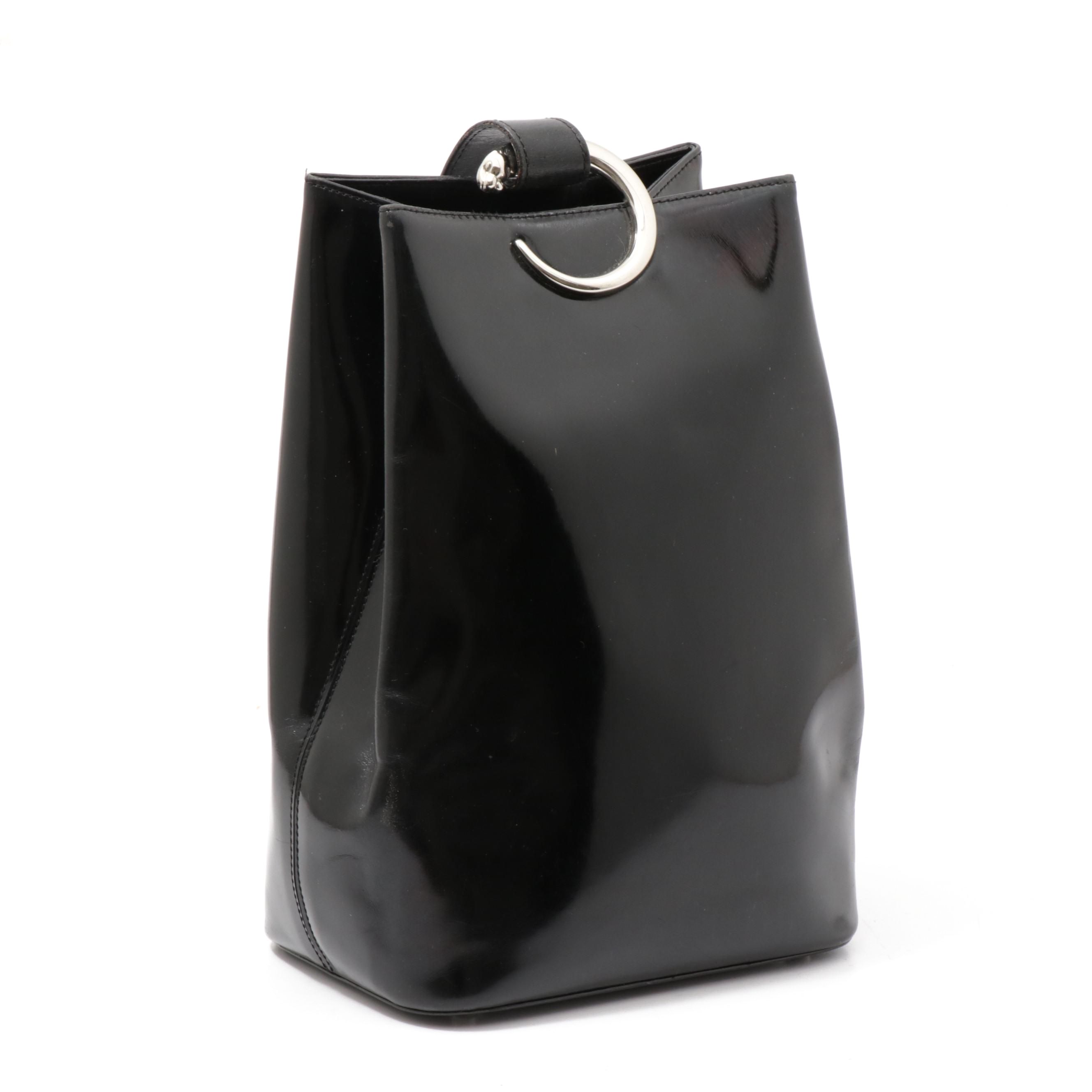 Cartier Paris Black Patent Leather Panthere Sidepack Bag, Vintage