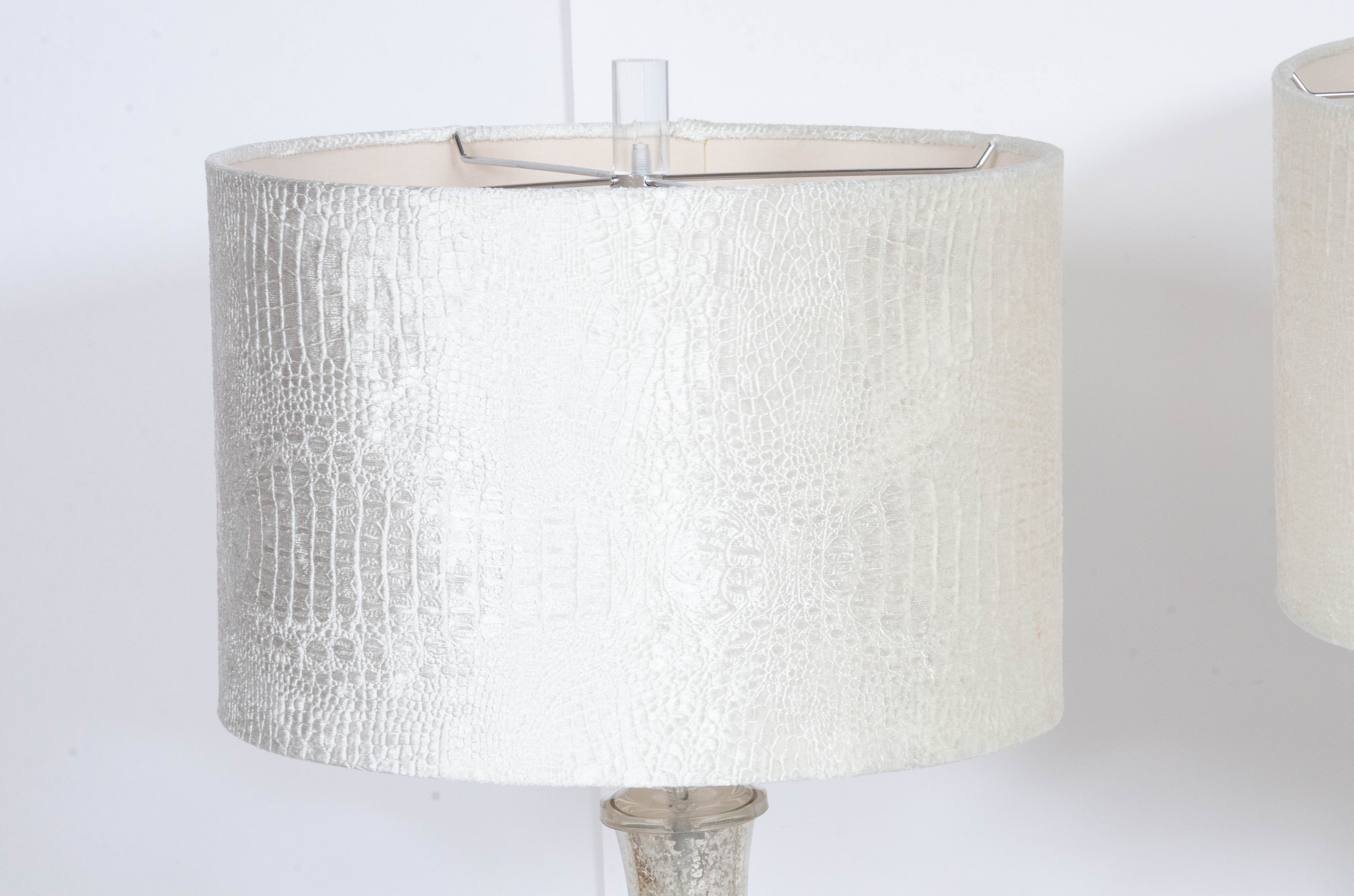 Mercury Glass Style Table Lamps with Textured Fabric Shades