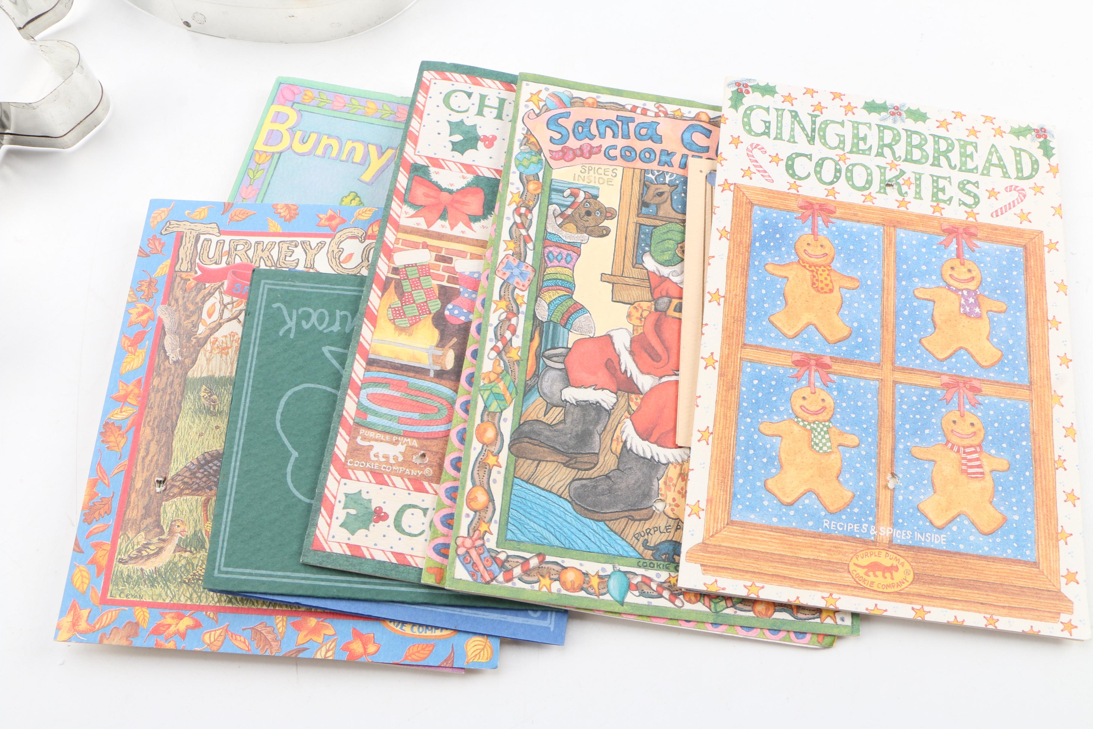 Assorted Seasonal Cookie Cutters and Recipe Cards by Purple Puma Cookie Co.