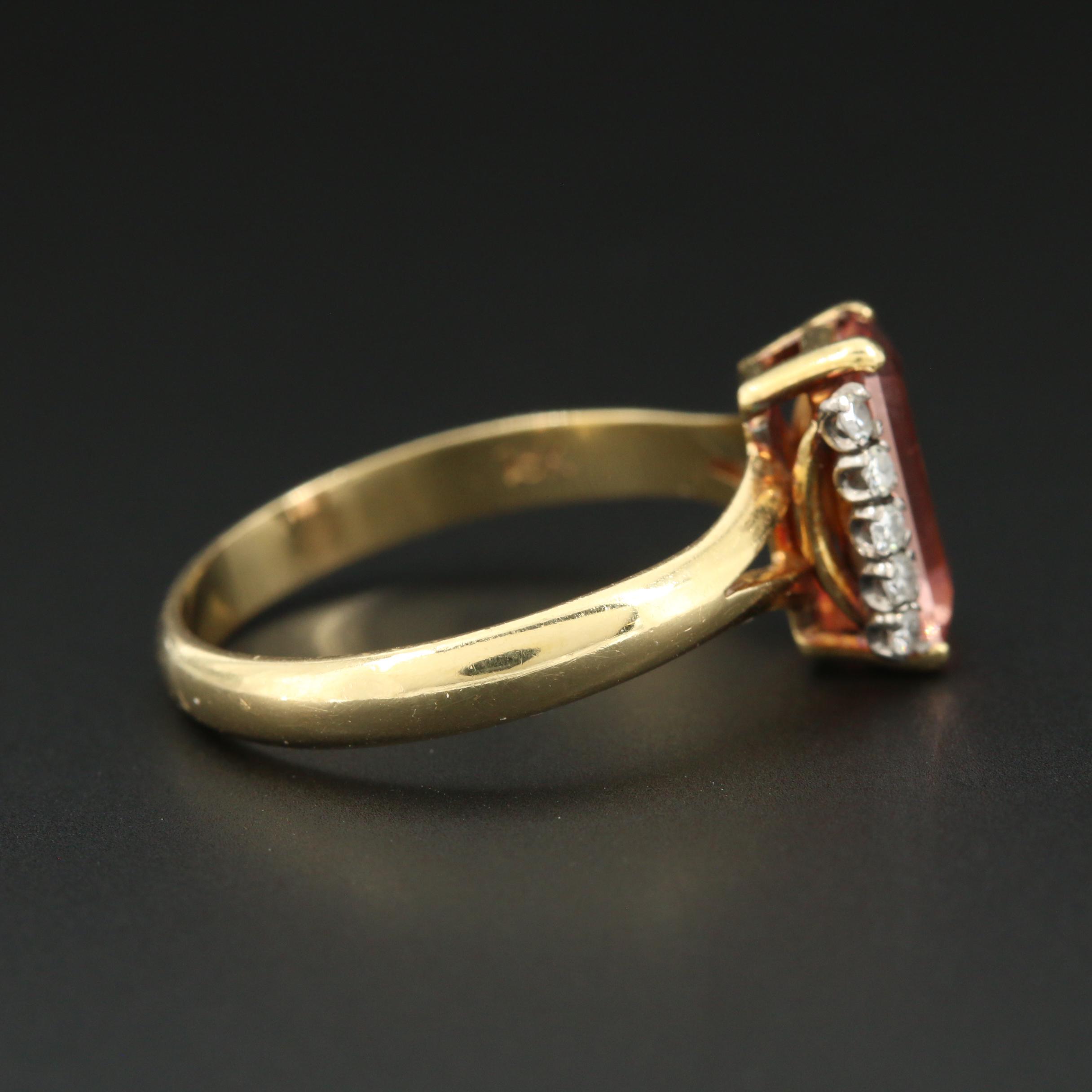 18K Yellow Gold Imperial Topaz and Diamond Ring