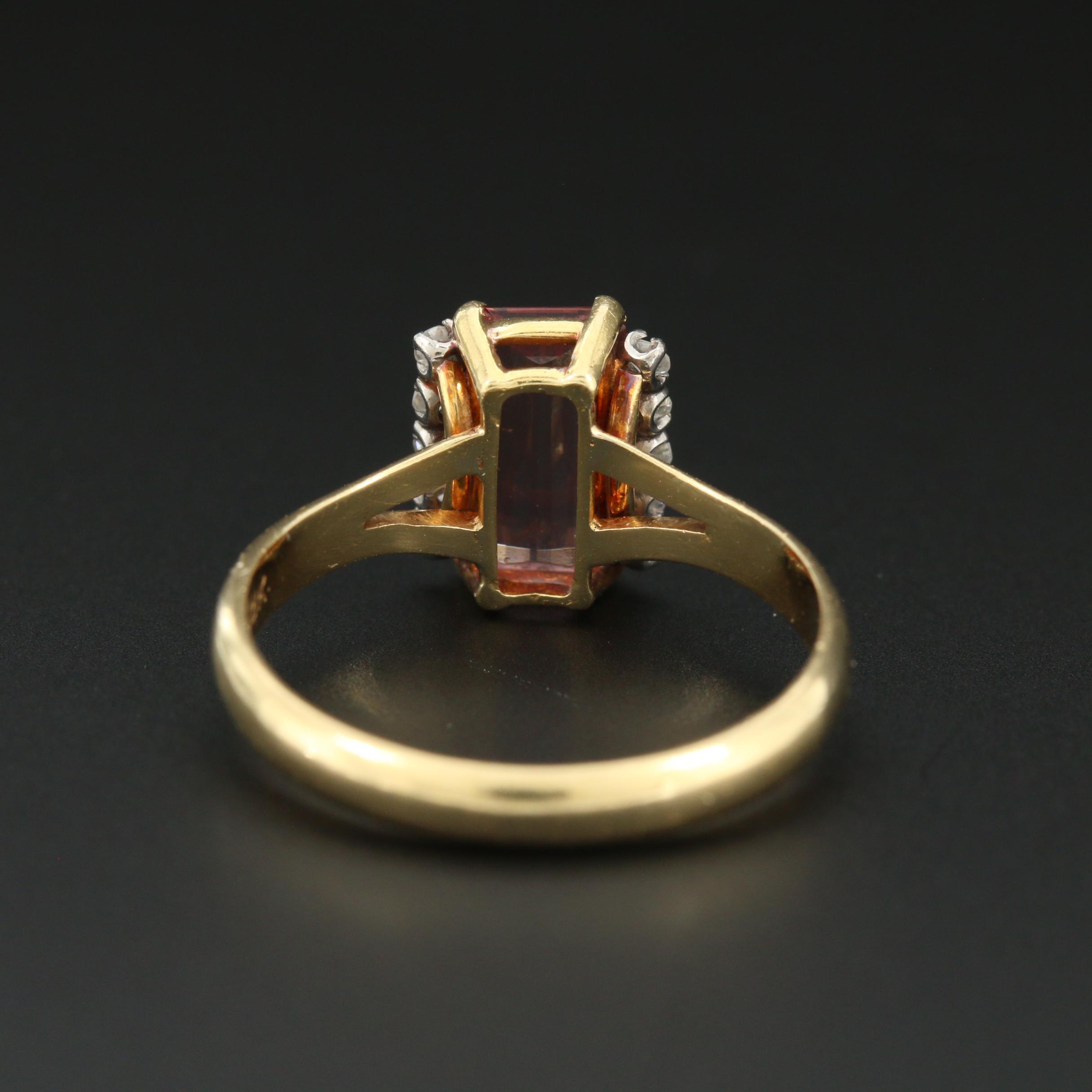 18K Yellow Gold Imperial Topaz and Diamond Ring