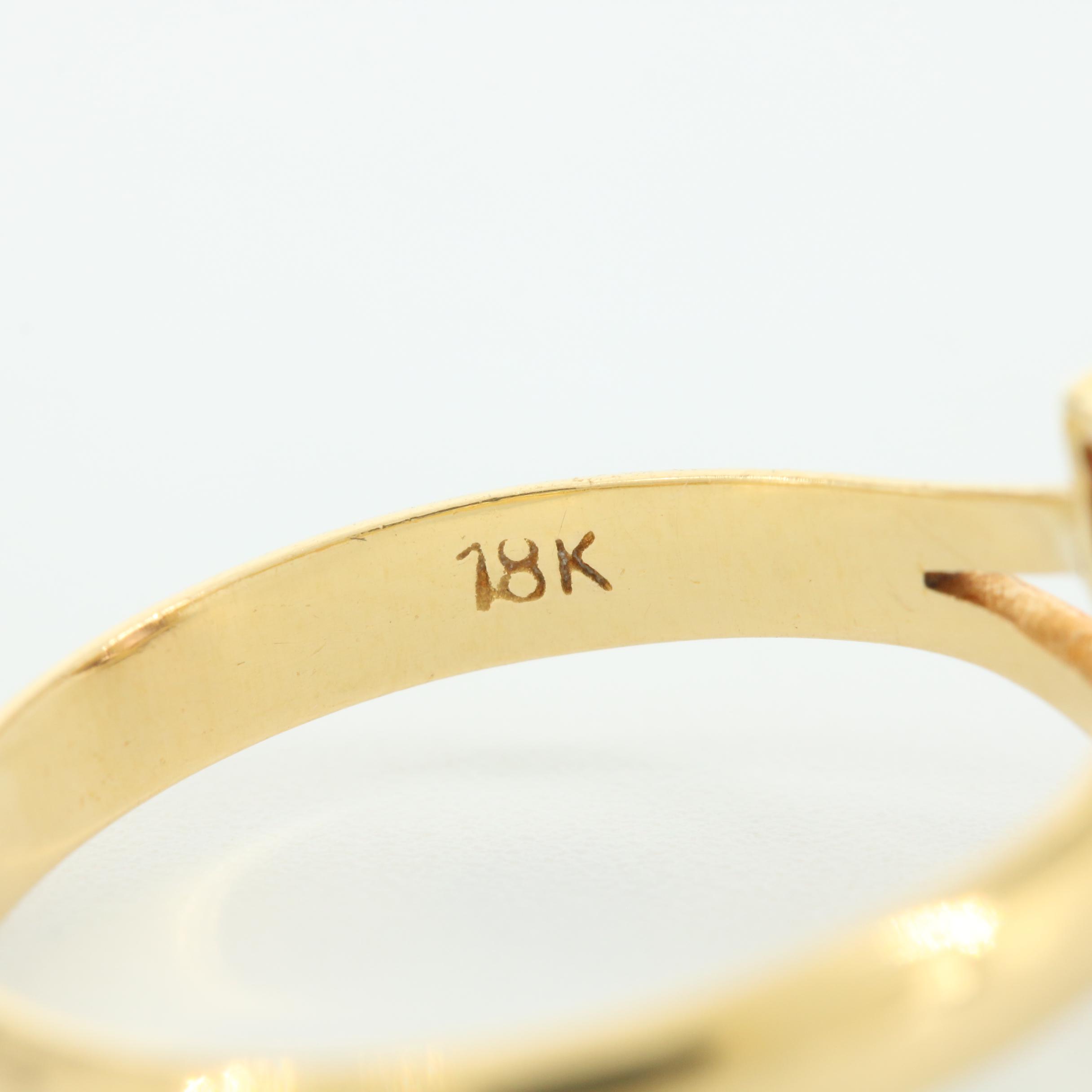 18K Yellow Gold Imperial Topaz and Diamond Ring