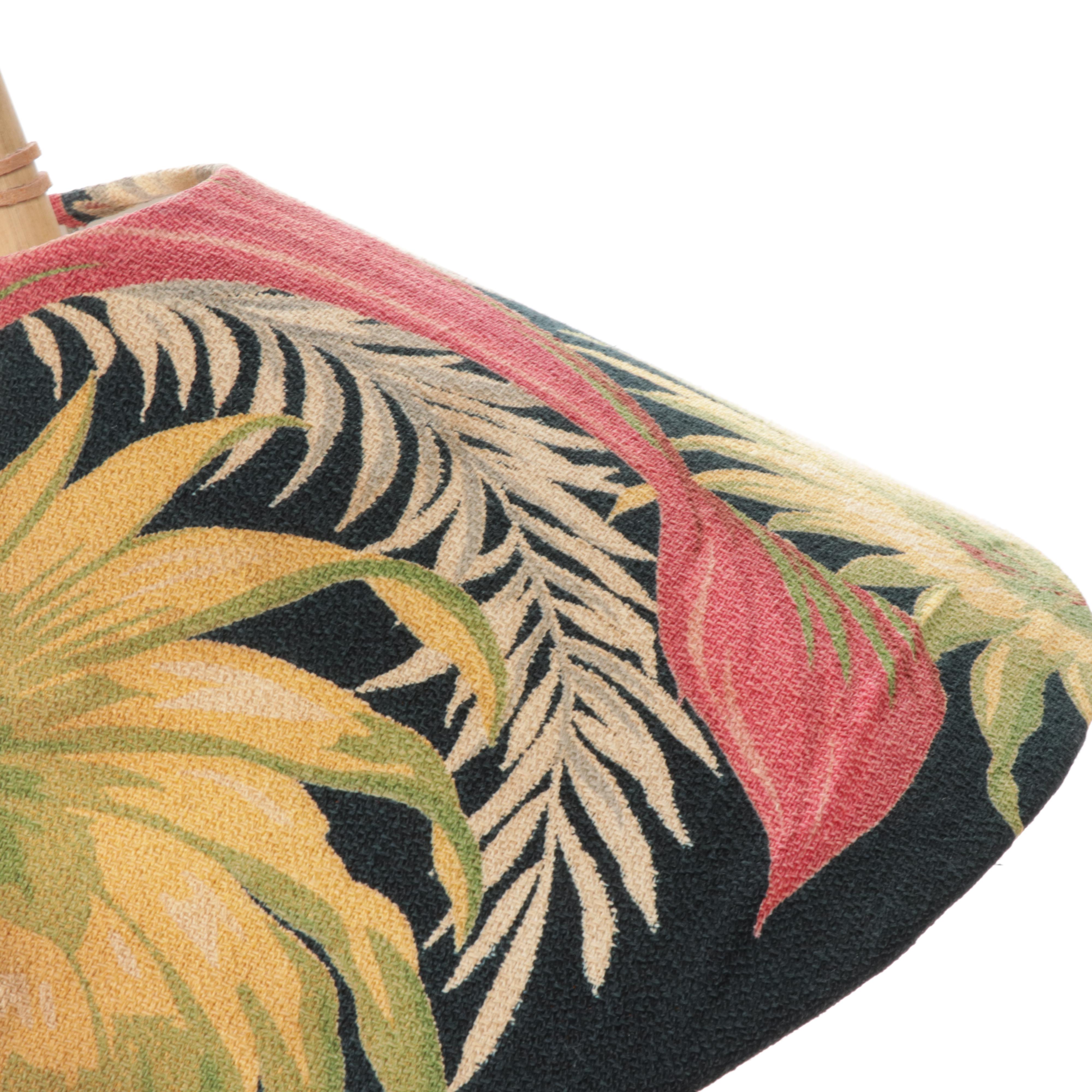 Handmade Tiki-Inspired Table Lamp with Bamboo, Silk Flowers and Leather Ties