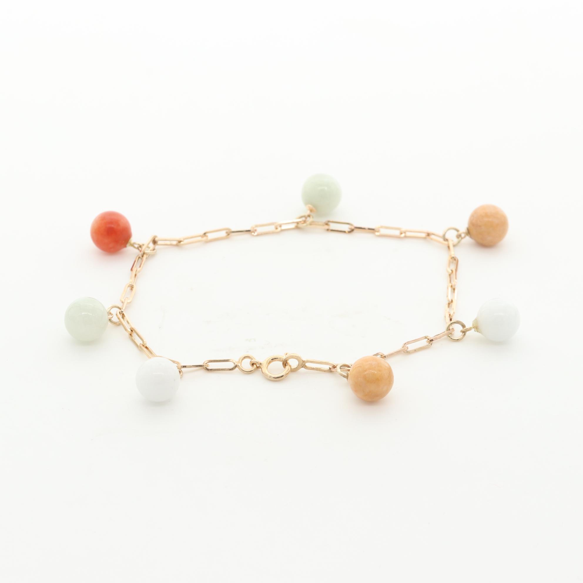 Gold Tone Jadeite Bracelet