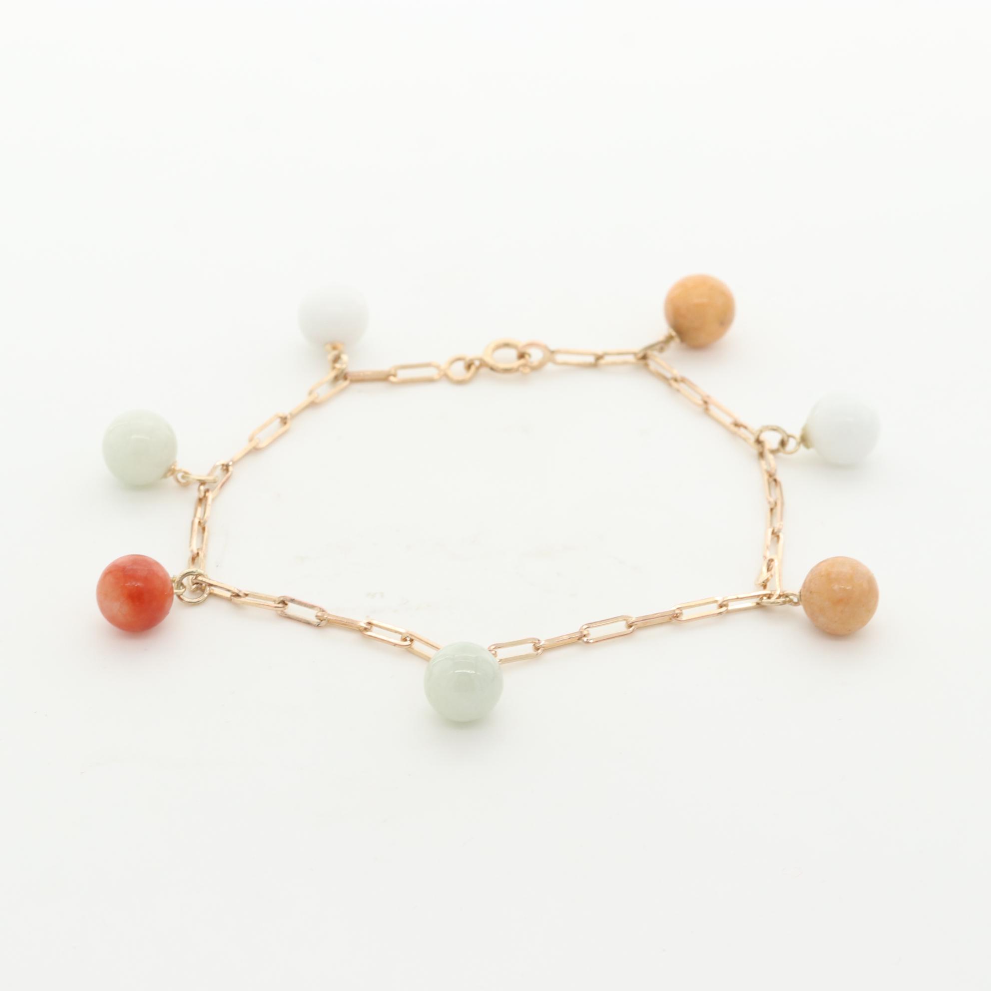 Gold Tone Jadeite Bracelet