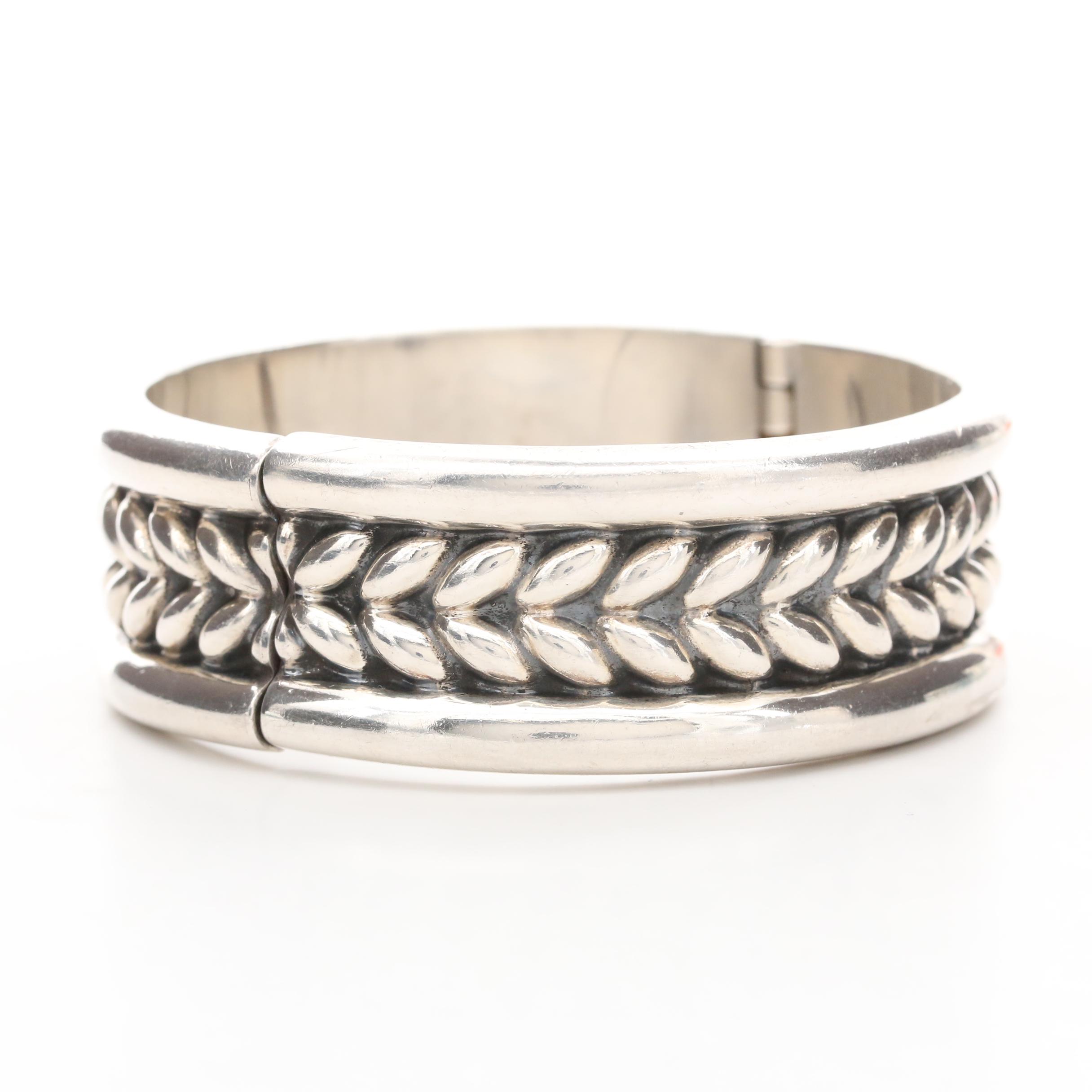 Mexican Sterling Silver Hinged Bracelet