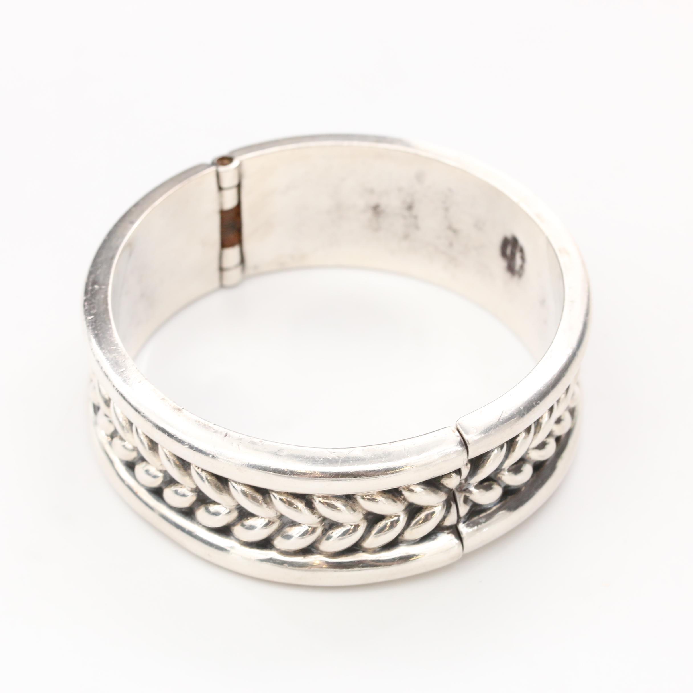 Mexican Sterling Silver Hinged Bracelet