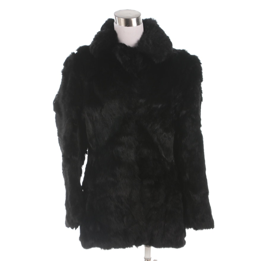 Women's Dyed Black Rabbit Fur Coat