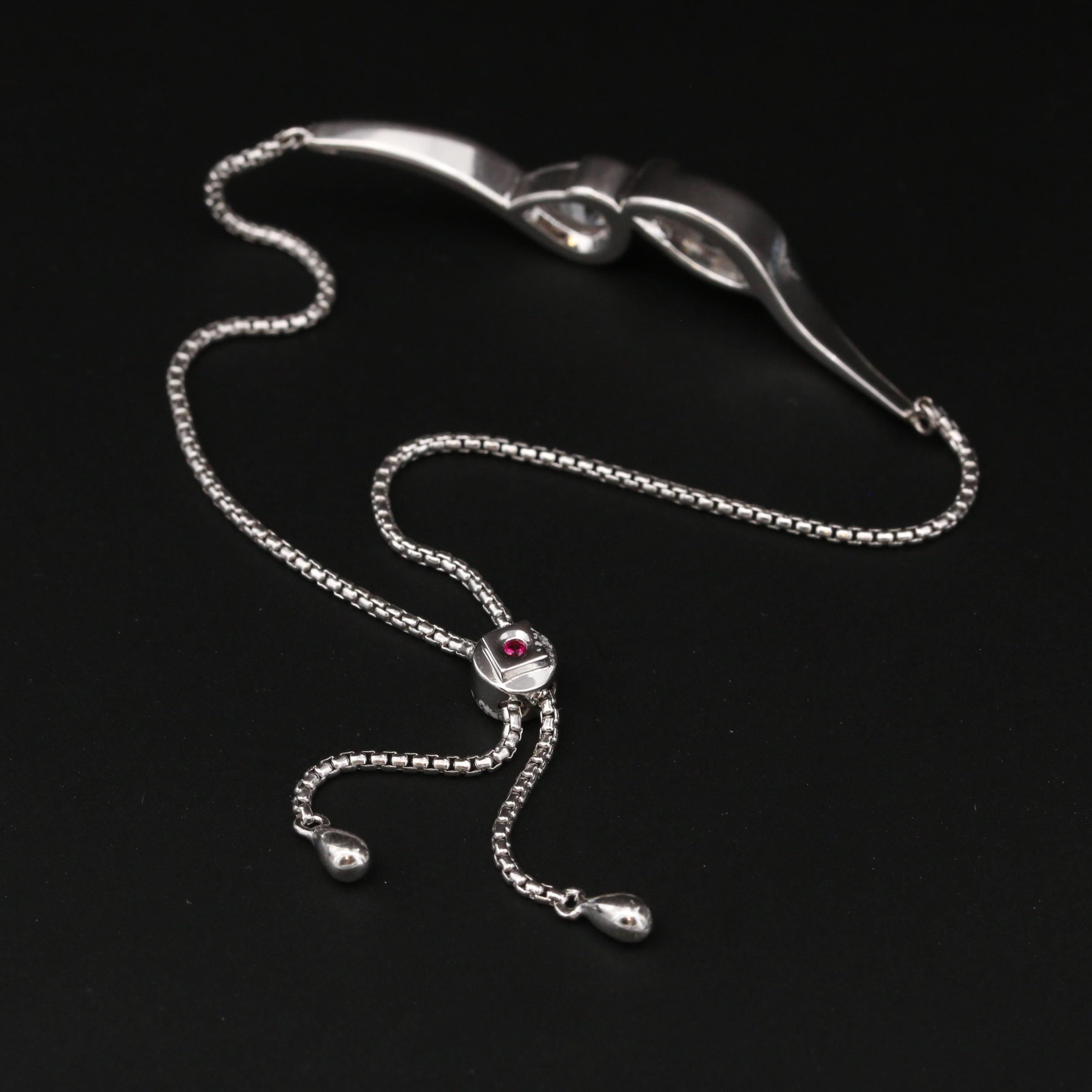 ELLE Sterling Silver Cubic Zirconia and Ruby "Toi Et Moi" Bracelet