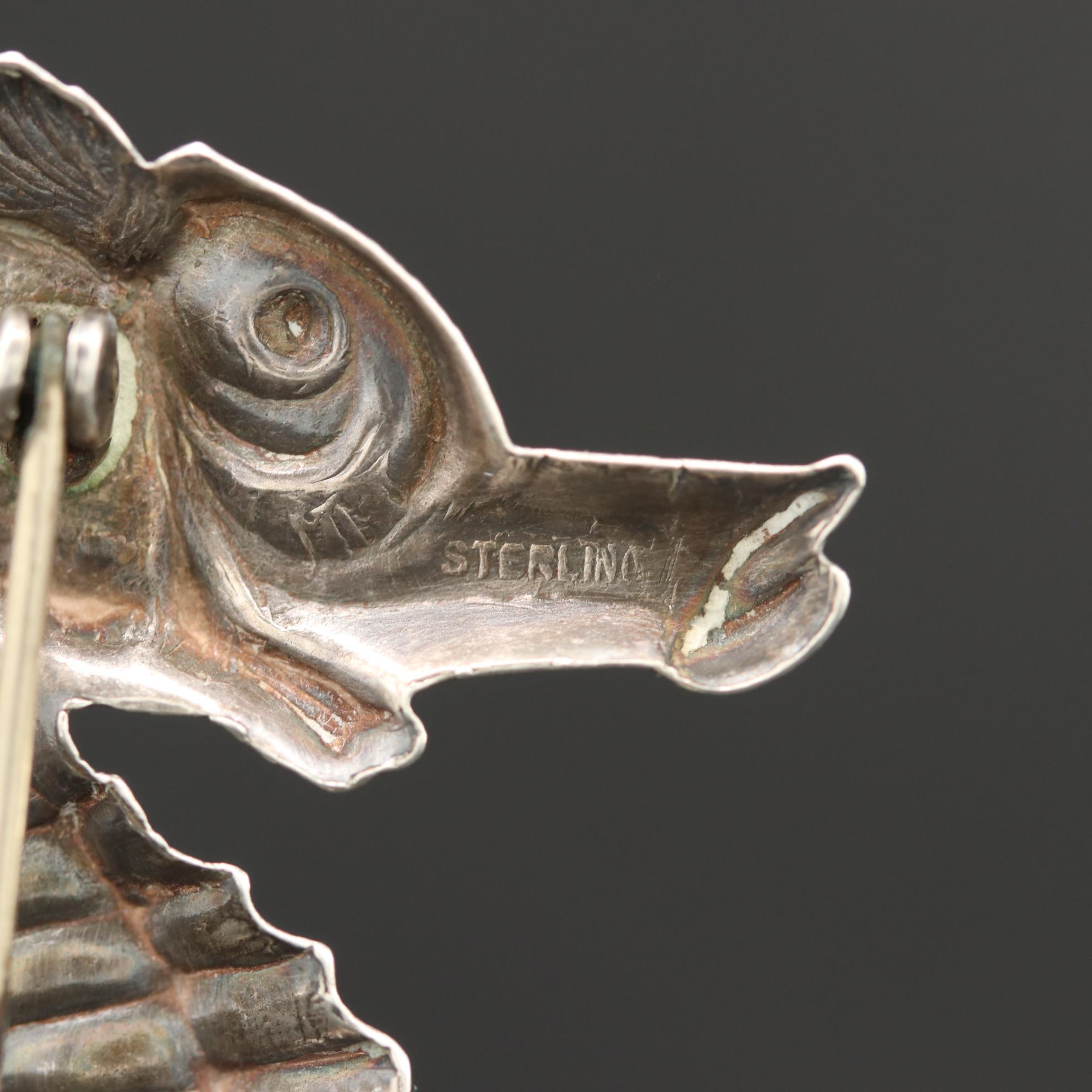 Vintage Sterling Silver Seahorse Brooch