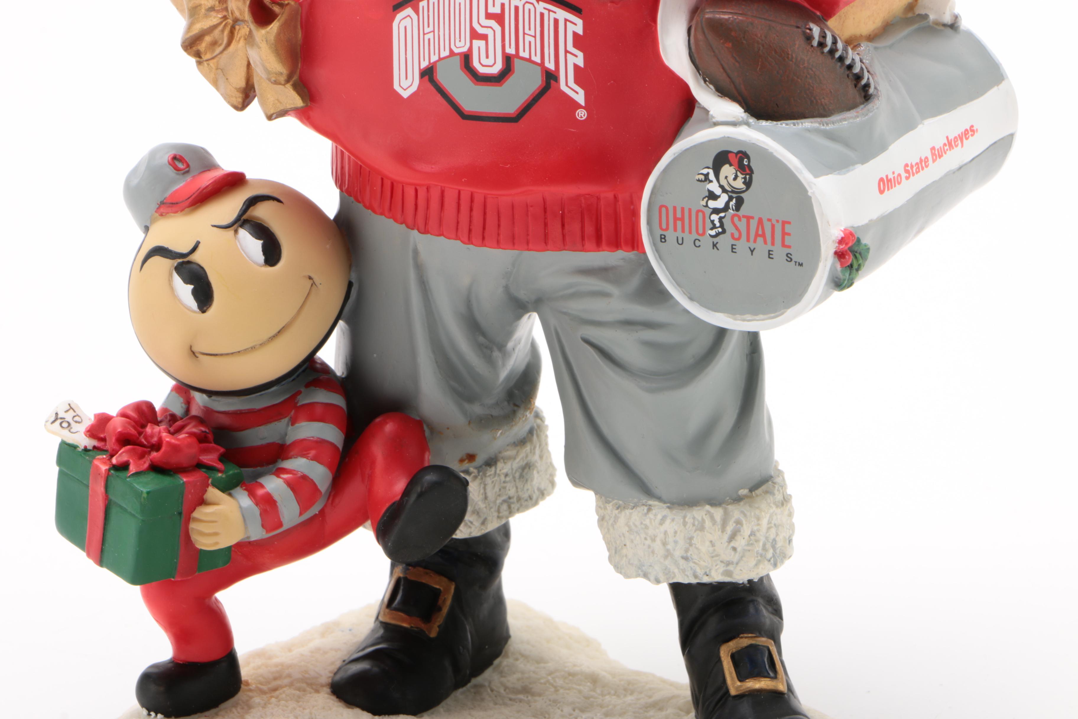 Danbury Mint Ohio State Figure Including Santa and Brutus Buckeye, Contemporary