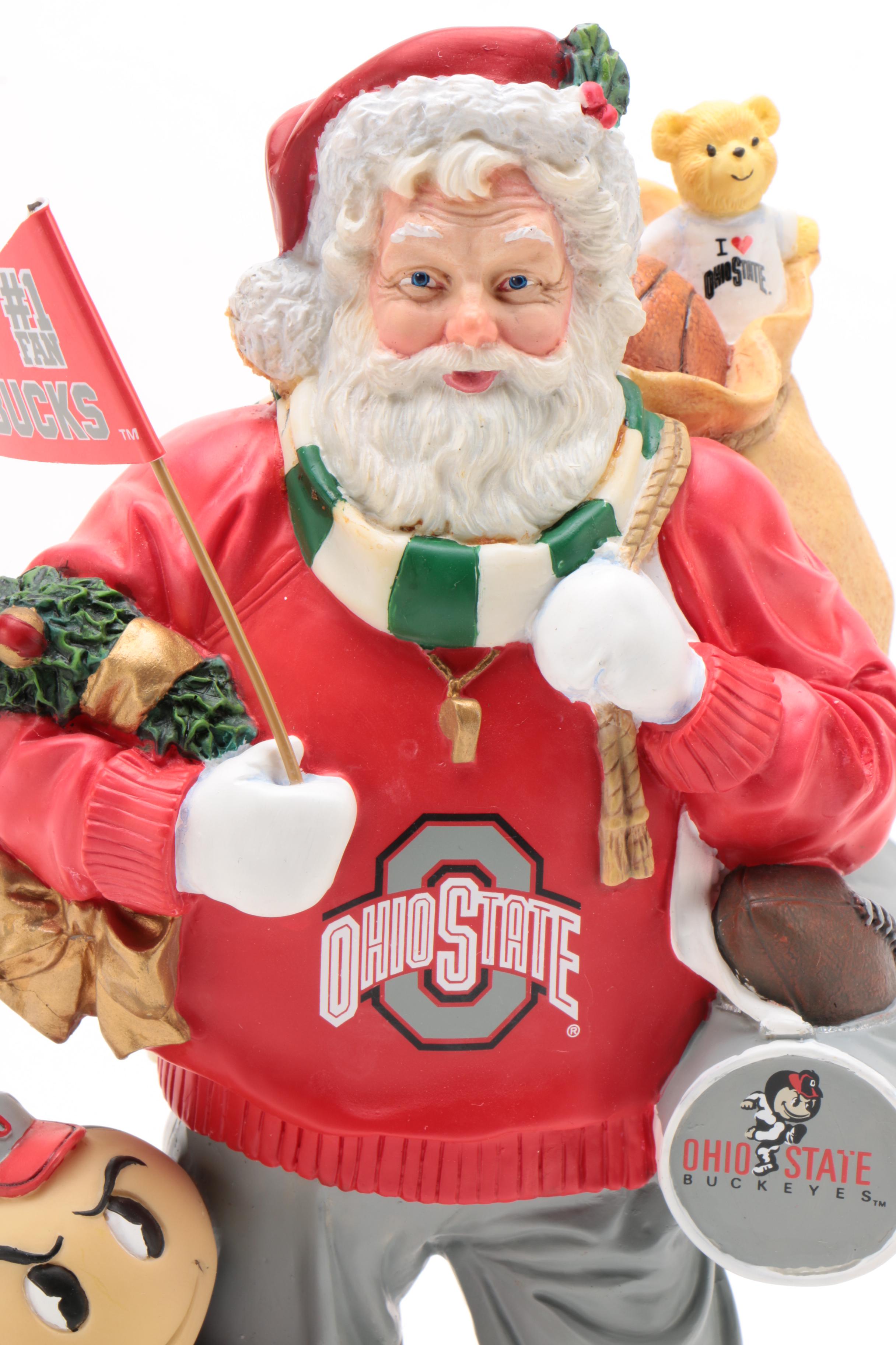 Danbury Mint Ohio State Figure Including Santa and Brutus Buckeye, Contemporary