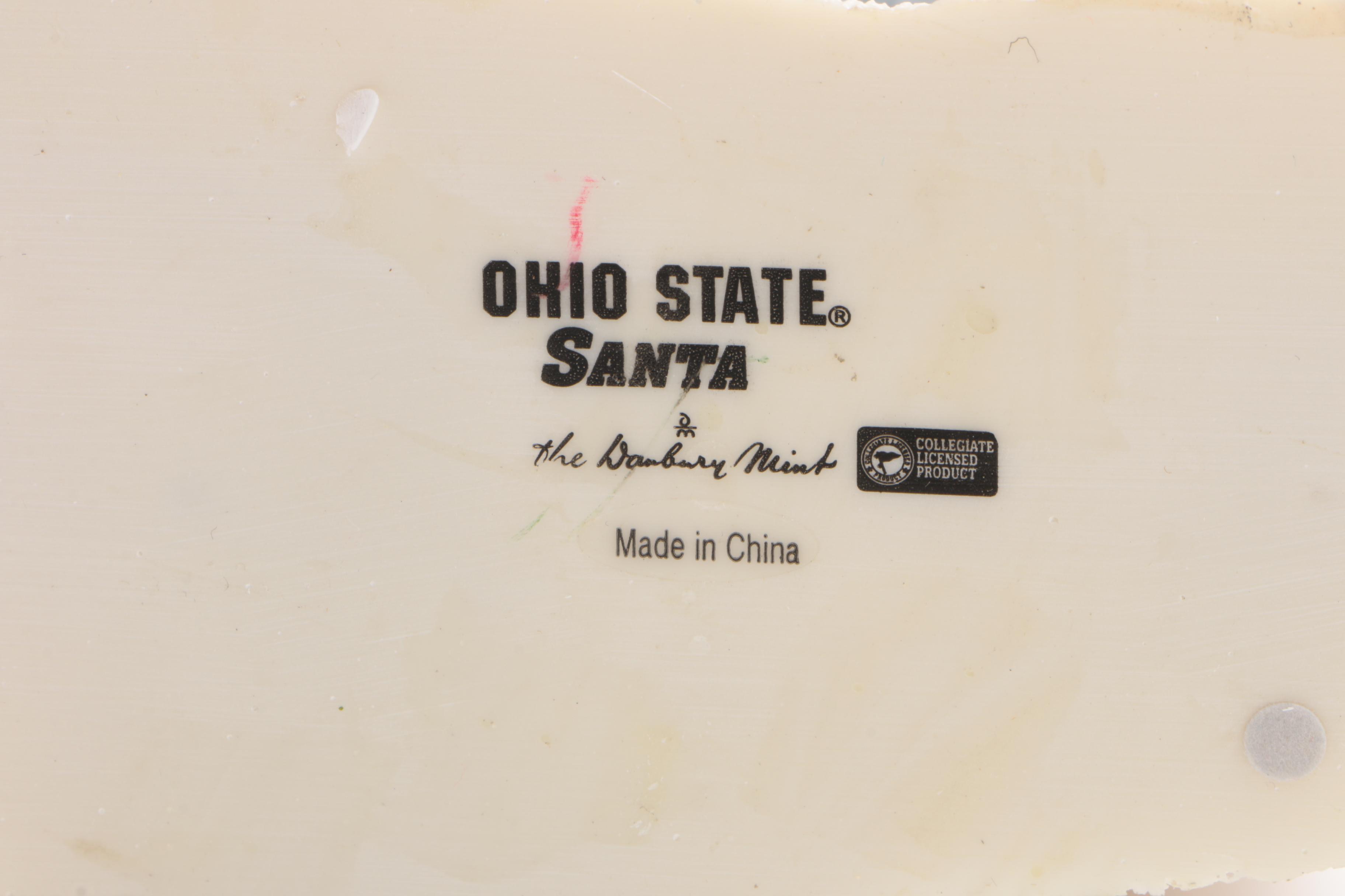 Danbury Mint Ohio State Figure Including Santa and Brutus Buckeye, Contemporary